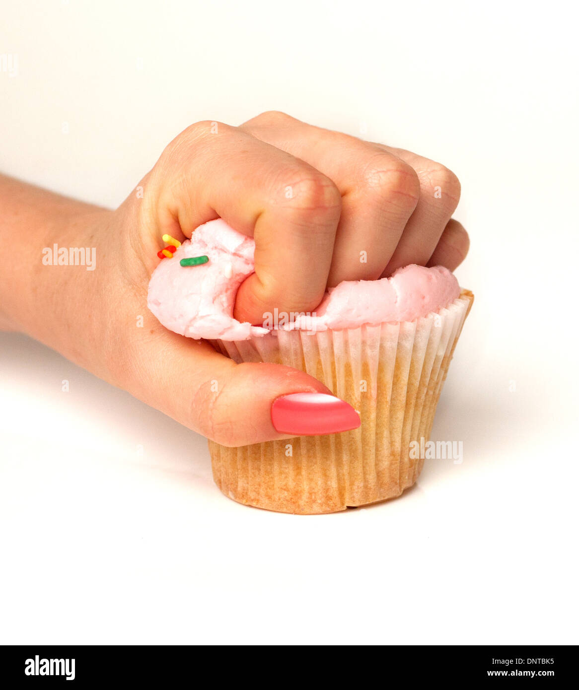 Zertrümmerte cupcake Stockfoto