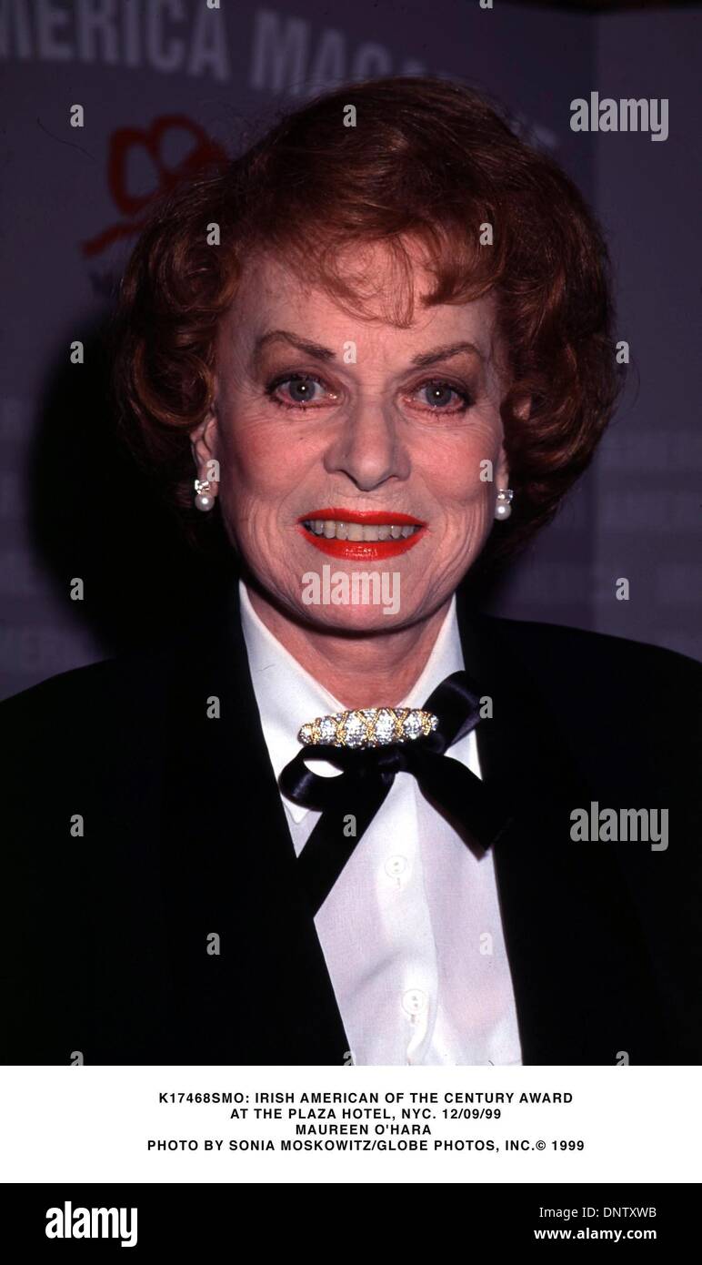 9. Dezember 1999 - K17468SMO: Irische Amerikaner des Jahrhunderts ausgezeichnet. IM PLAZA HOTEL, NEW YORK CITY. 12/09/99.MAUREEN O'HARA. SONIA MOSKOWITZ / 1999 (Kredit-Bild: © Globe Photos/ZUMAPRESS.com) Stockfoto