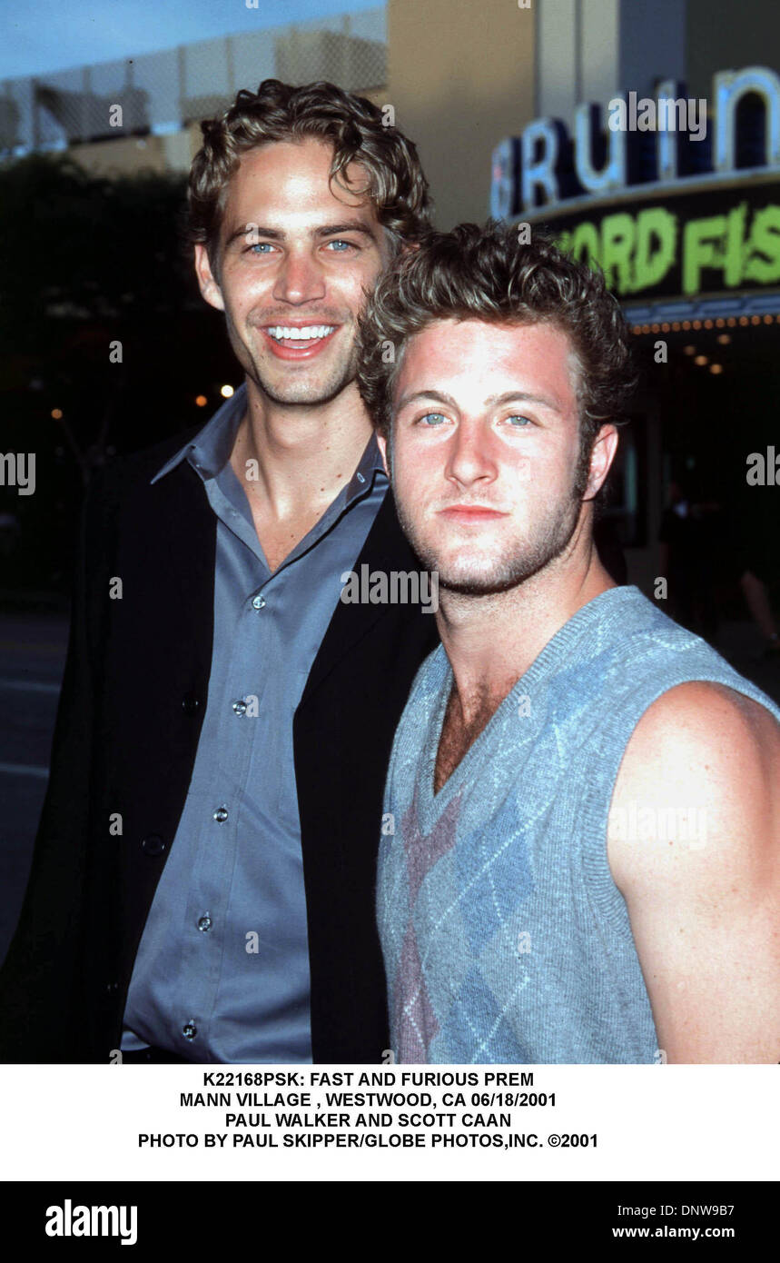 18. Juni 2001 - K22168PSK: FAST AND FURIOUS Prem. MANN-DORF, WESTWOOD, CA 06/18/2001.PAUL WALKER UND SCOTT CAAN. PAUL SKIPPER / 2001 (Kredit-Bild: © Globe Photos/ZUMAPRESS.com) Stockfoto