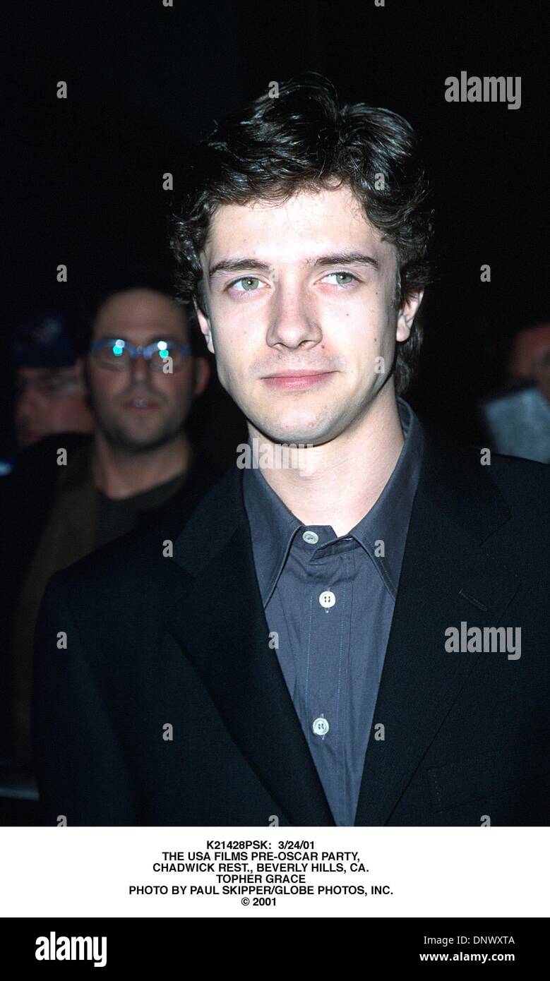 10. April 2001 - K21428PSK: 3/24/01.THE USA Filme PRE-OSCAR-PARTY. CHADWICK REST., BEVERLY HILLS, CA... TOPHER GRACE. PAUL SKIPPER / 2001 (Kredit-Bild: © Globe Photos/ZUMAPRESS.com) Stockfoto