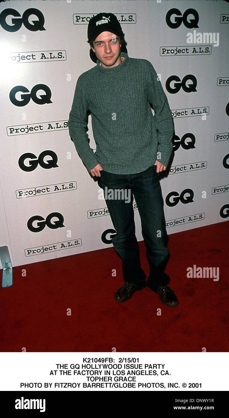 15. Mai 2001 - K21049FB: 2/15/01.THE GQ HOLLYWOOD Thema PARTY in der Fabrik IN LOS ANGELES, Kalifornien. TOPHER GRACE. FITZROY BARRETT / 2001 (Kredit-Bild: © Globe Photos/ZUMAPRESS.com) Stockfoto