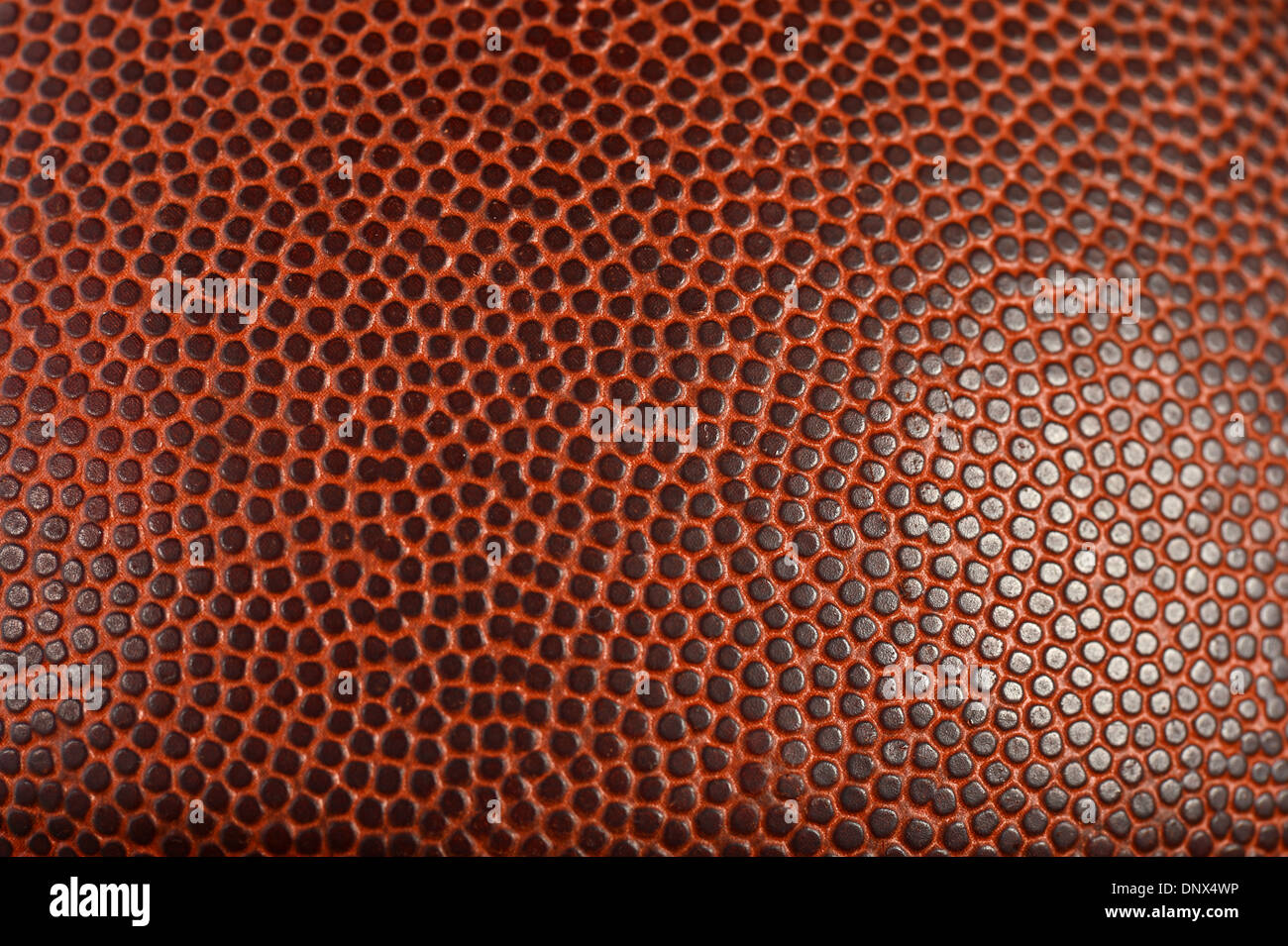 Leder-Haut-Makro-Ansicht von Fußball oder basketball Stockfoto