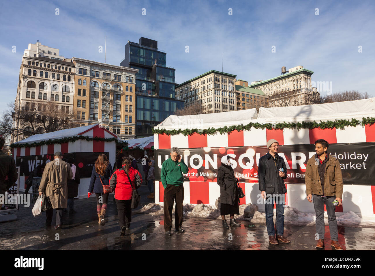 Urlaubsmarkt am Union Square in New York City. Stockfoto