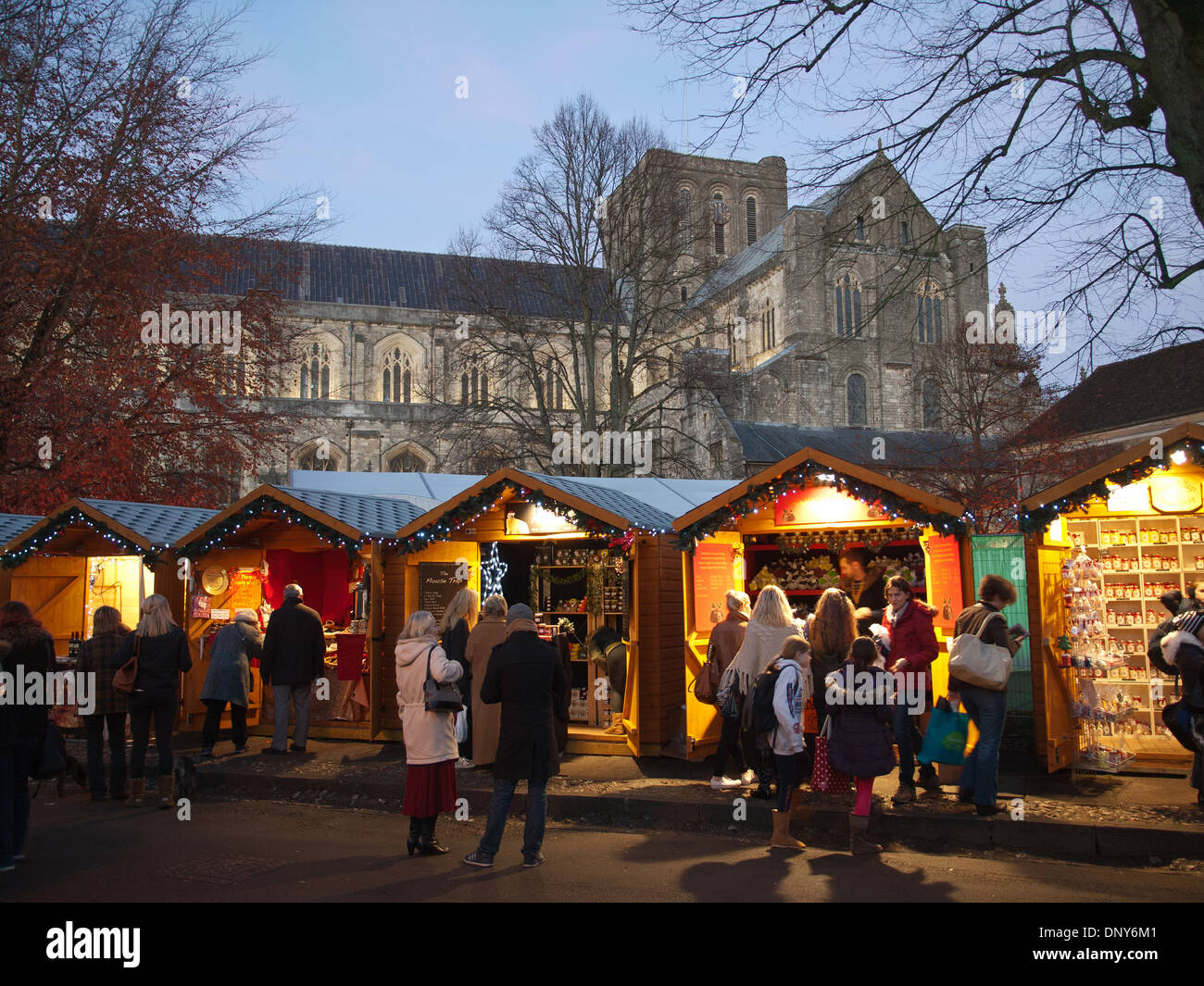 Winchester Kathedrale Weihnachten Markt Hampshire England UK Stockfoto