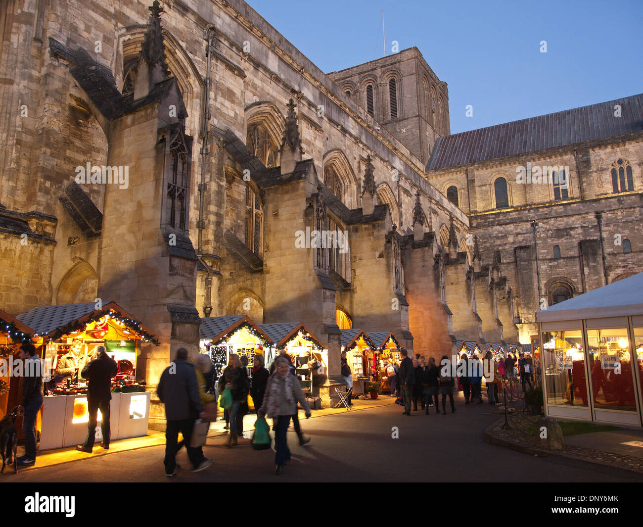 Winchester Kathedrale Weihnachten Markt Hampshire England UK Stockfoto
