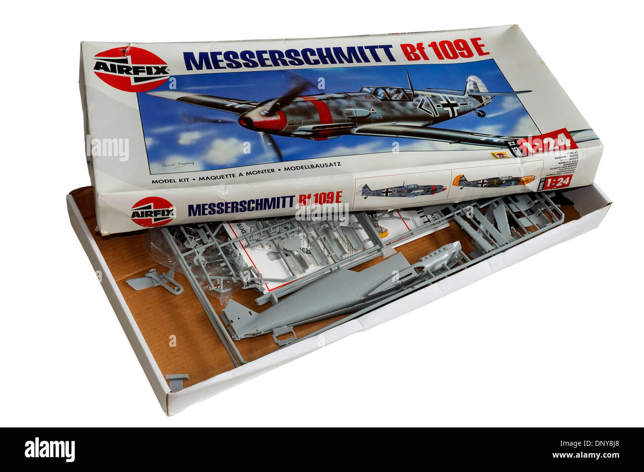 Die klassische 1/24. Skala Airfix Bausatz Messerschmitt Me-109 Kunststoff Maßstab Stockfoto