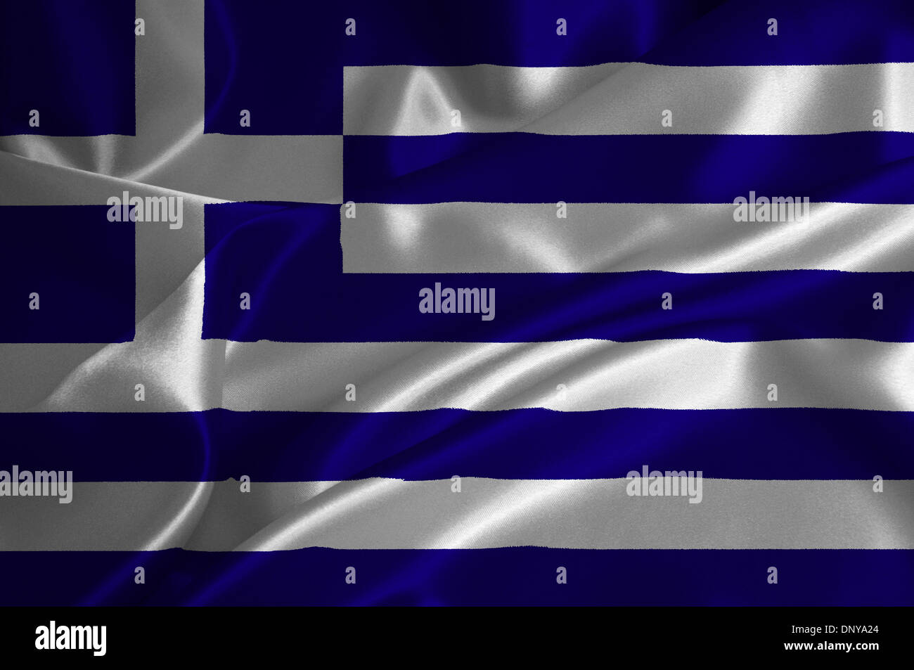 Griechenland-Flagge auf seidige Textur. Stockfoto