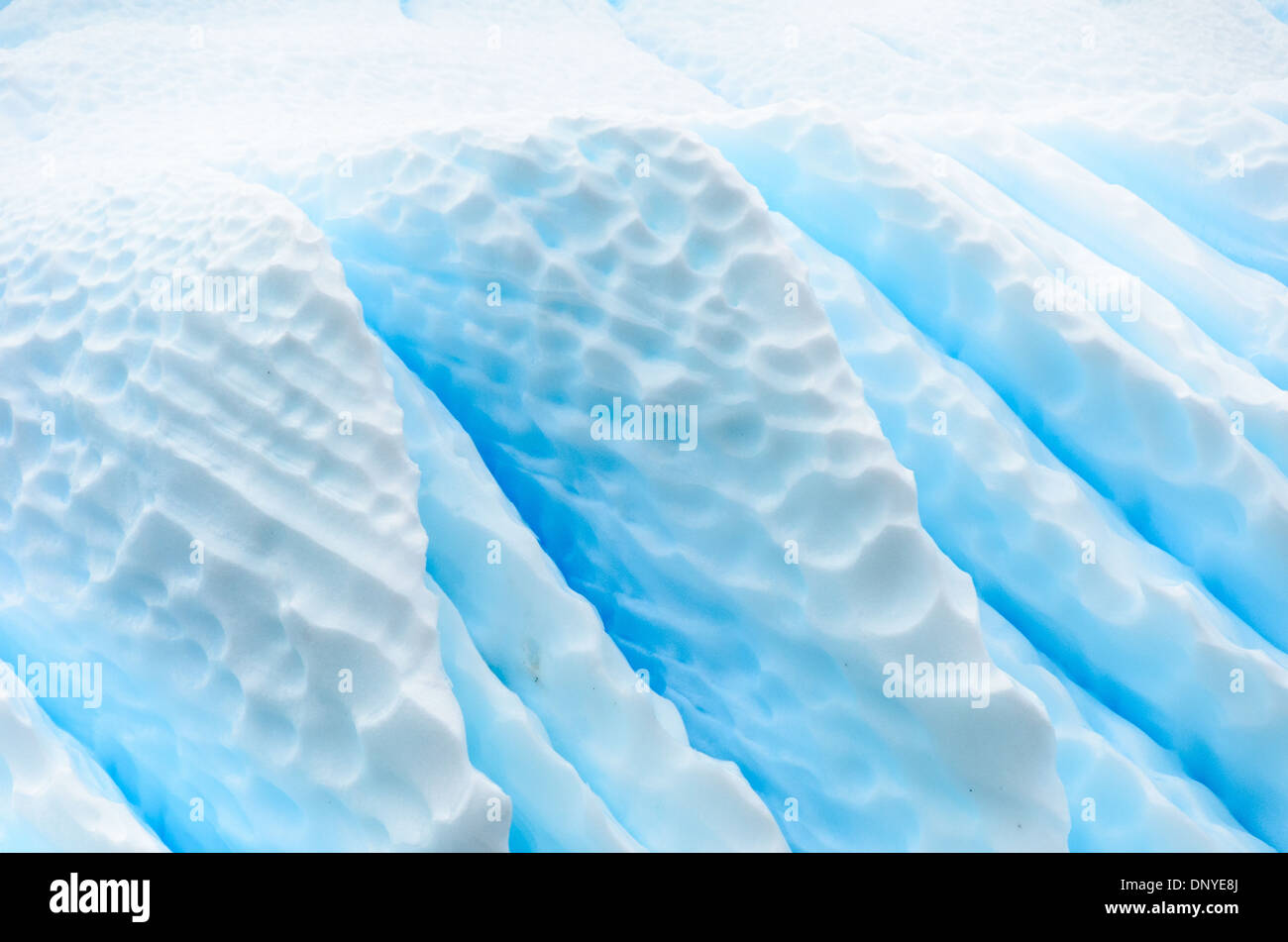 Antarktis - kunstvoll geformte Eisberge in einem Eisberg Friedhof in einer Bucht in der Nähe von Melchior Island in der Antarktis gebündelt. Stockfoto