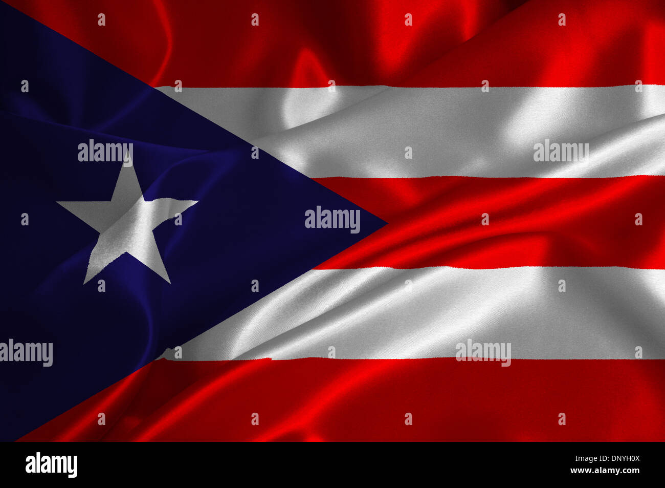 Puerto Rico Flagge auf seidige Textur. Stockfoto