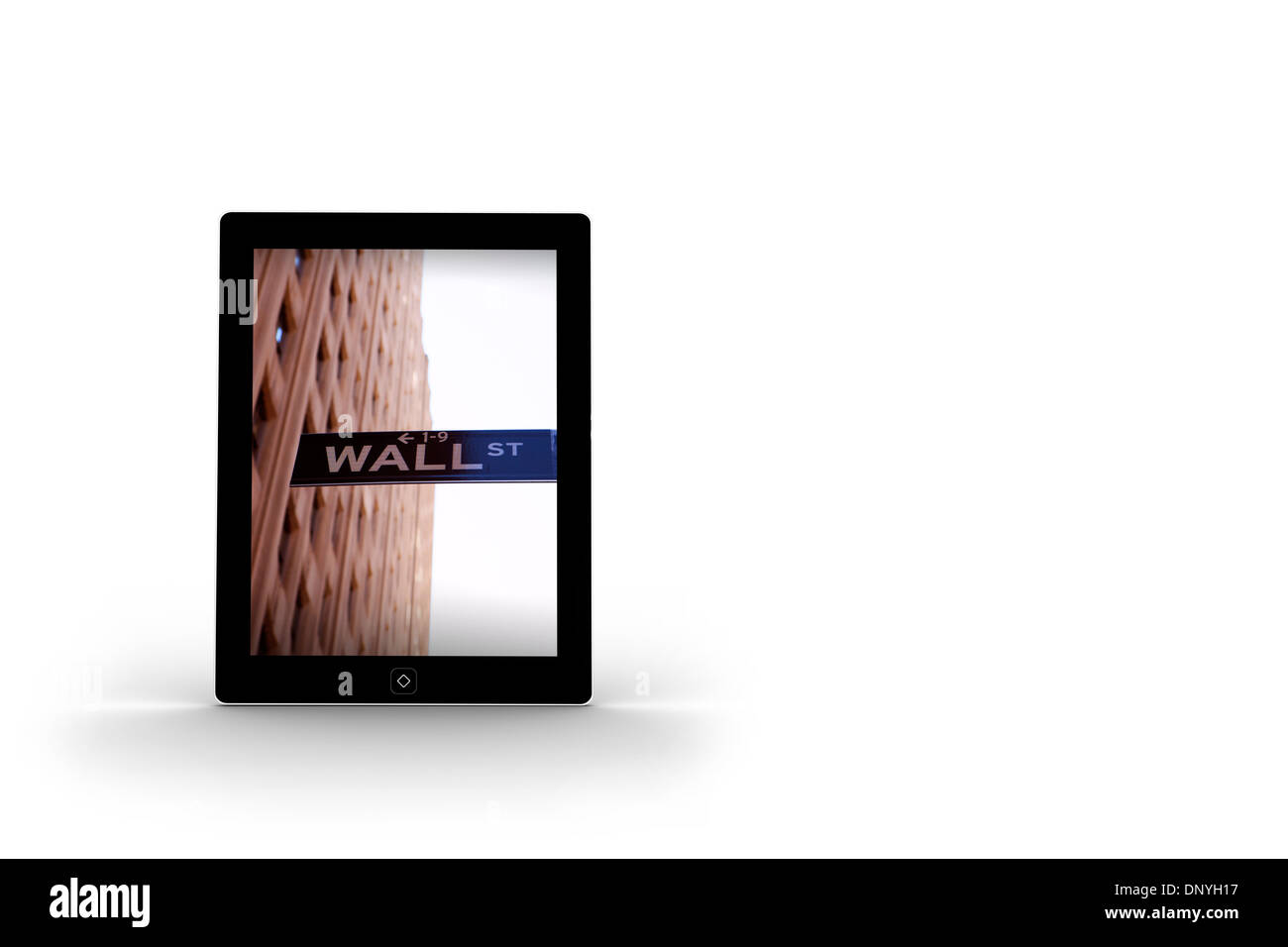 Wall Street auf Tablet-Bildschirm Stockfoto