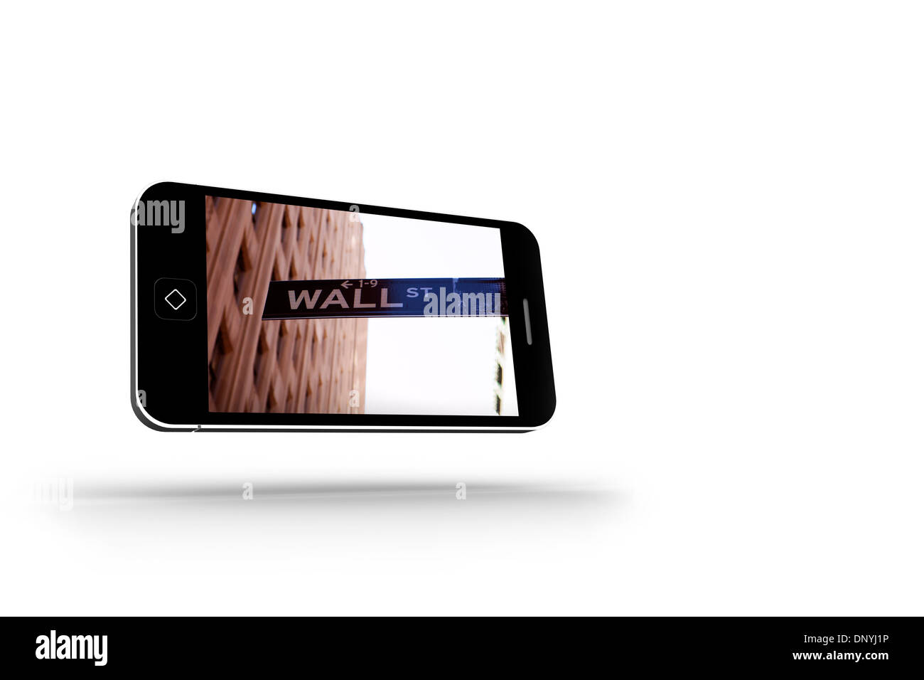 Wall Street auf Smartphone-Bildschirm Stockfoto