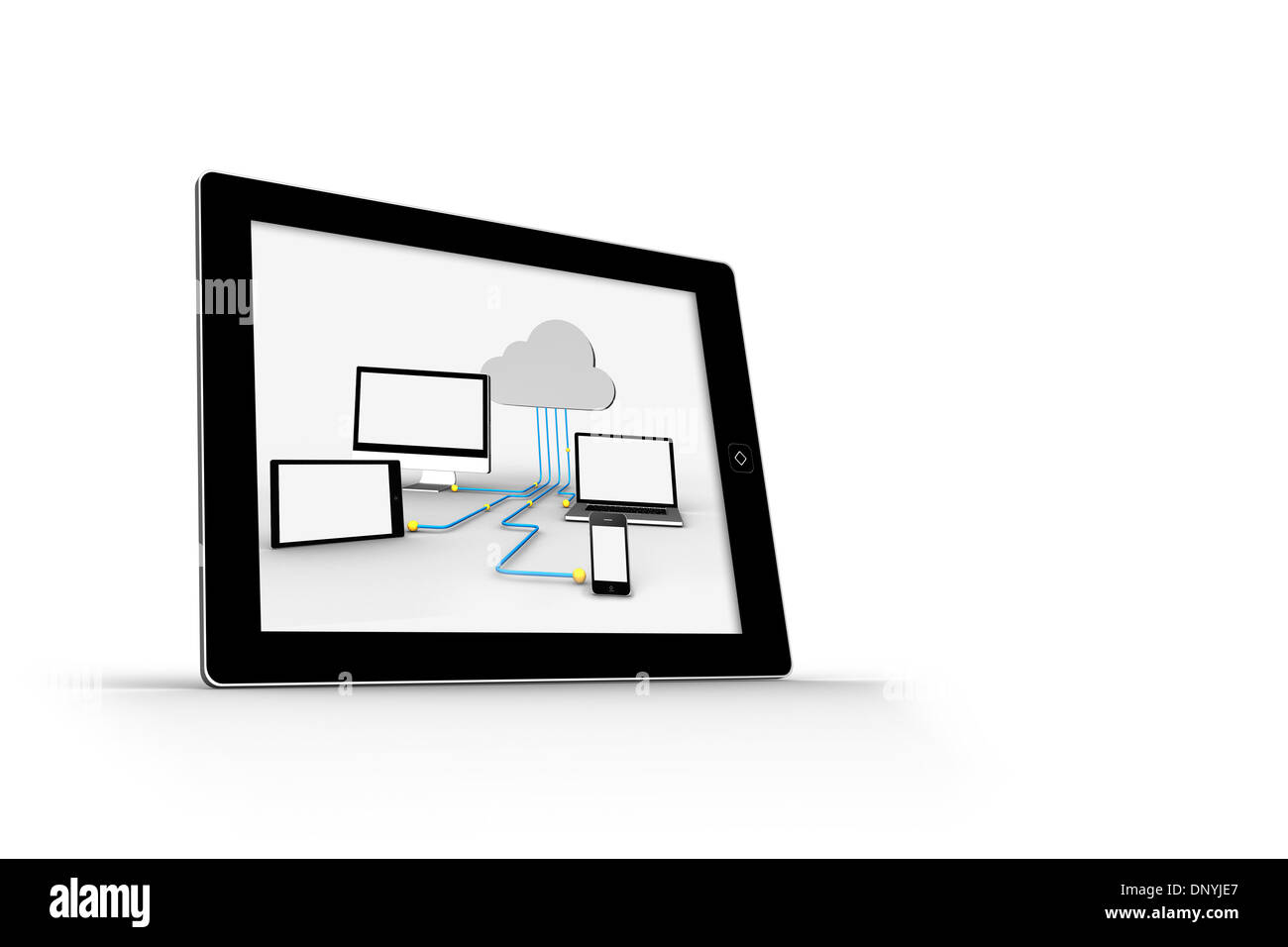 Cloud computing Grafik auf Tablet-Bildschirm Stockfoto