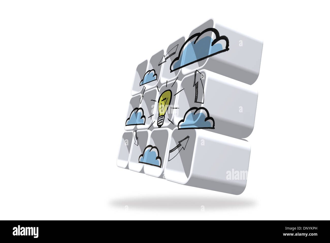 Cloud-computing Idee Zyklus auf abstrakte Bildschirm Stockfoto