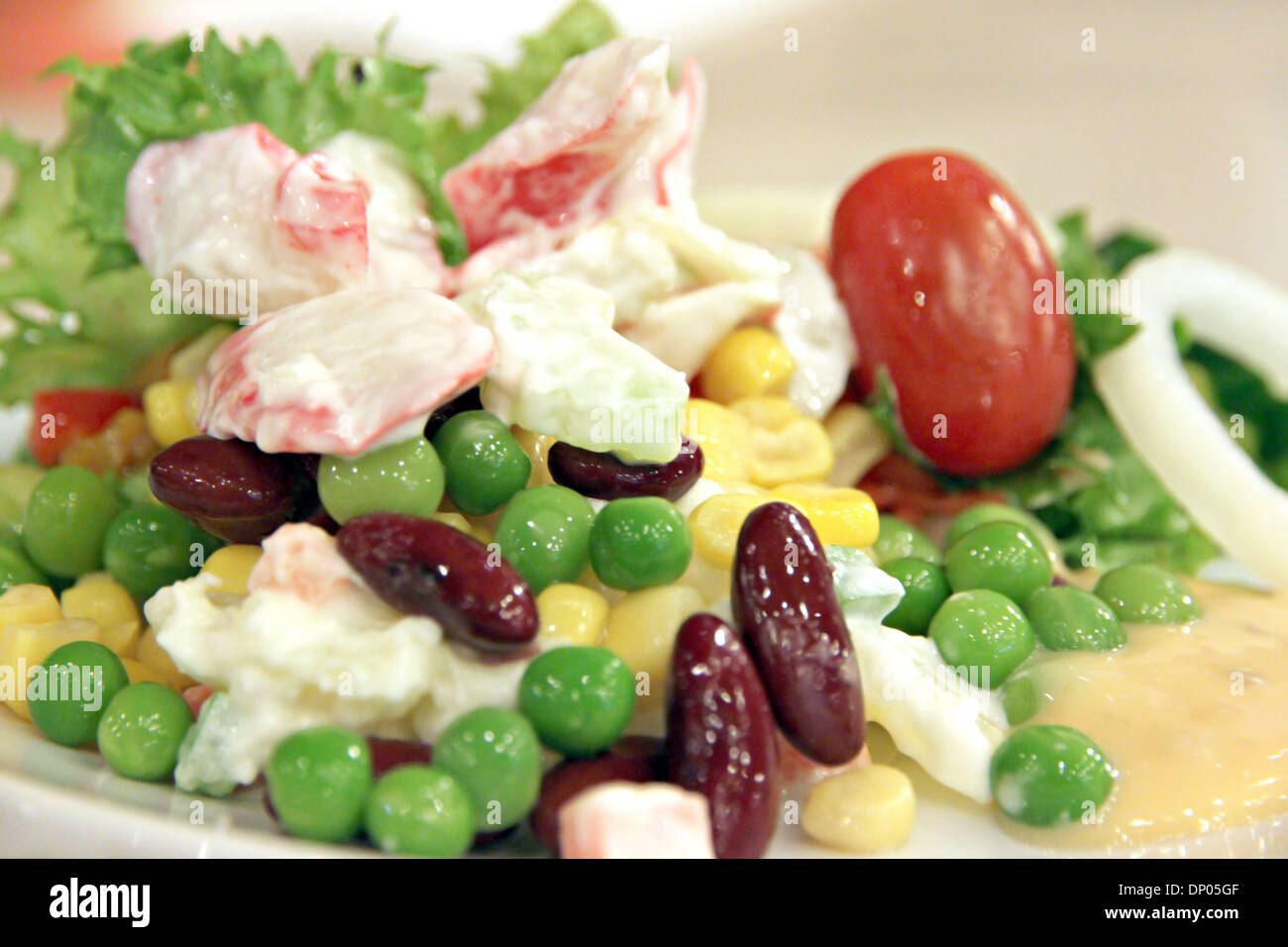 Thunfisch Salat mit gemischtem Gemüse verschiedenster Art. Stockfoto