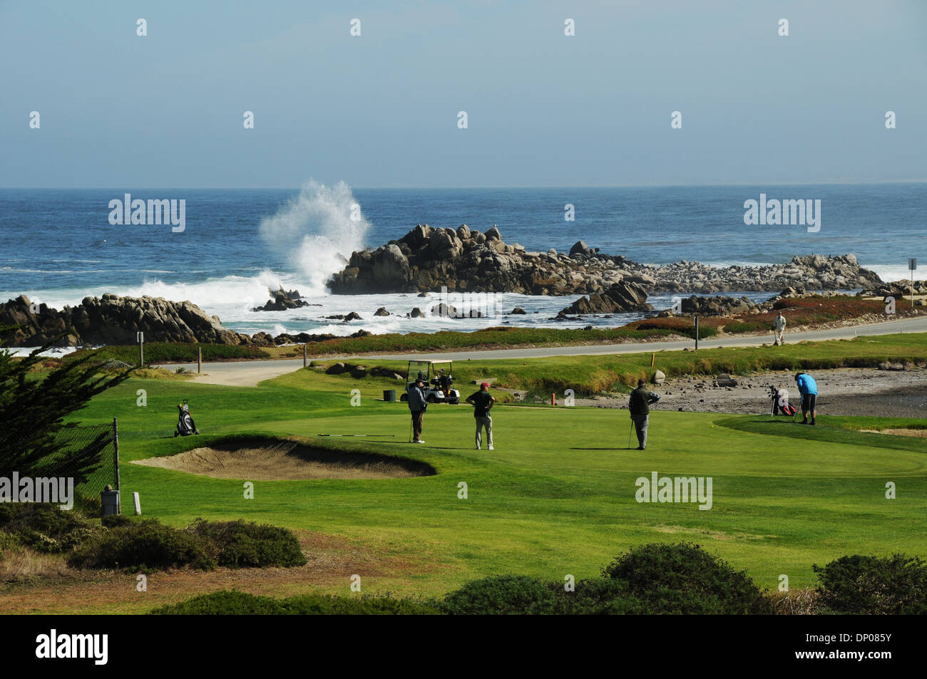 Pacific Grove Golf Links ist an der Spitze der malerischen Monterey Halbinsel, mit Blick auf Point Pinos und dem Pazifischen Ozean gelegen, Stockfoto