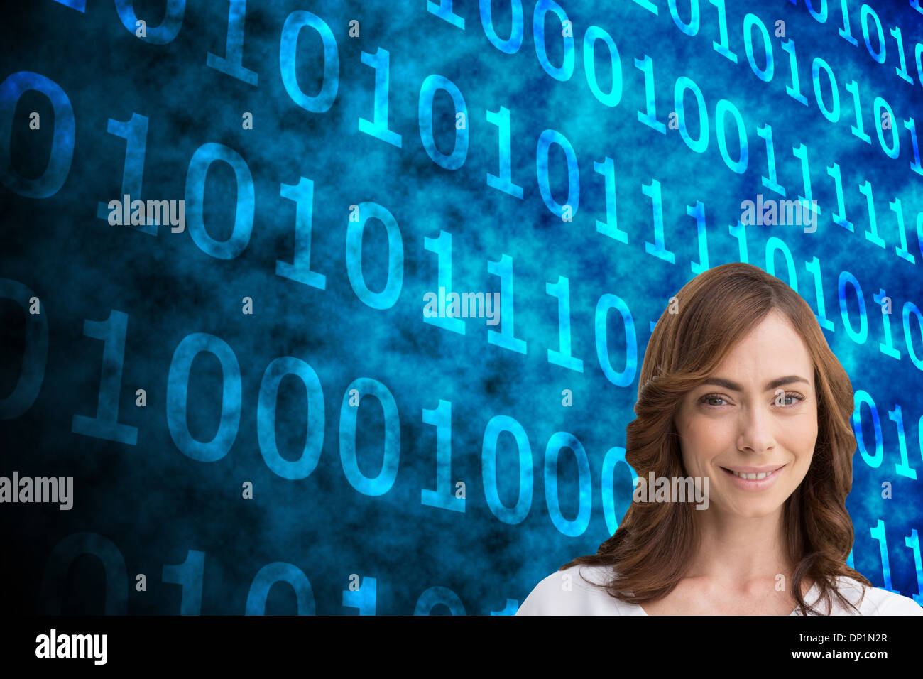 Zusammengesetztes Bild attraktive Brünette zeigen Stockfoto