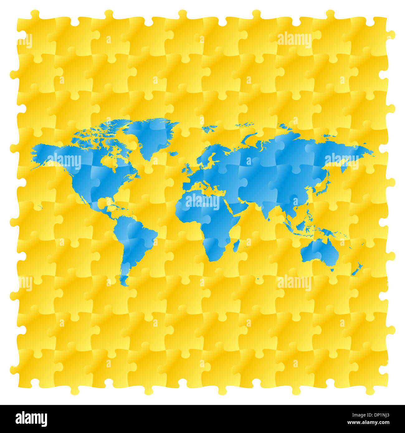 Vektor-Weltkarte mit Puzzle-Muster Stockfoto