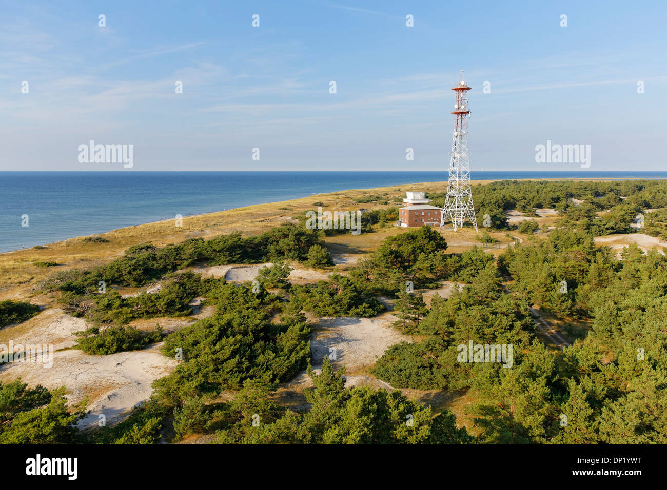 Blick vom Leuchtturm Darßer Ort Leuchtturm, Darß, Western Pomerania Nationalpark Boddenlandschaft, Mecklenburg-Vorpommern Stockfoto