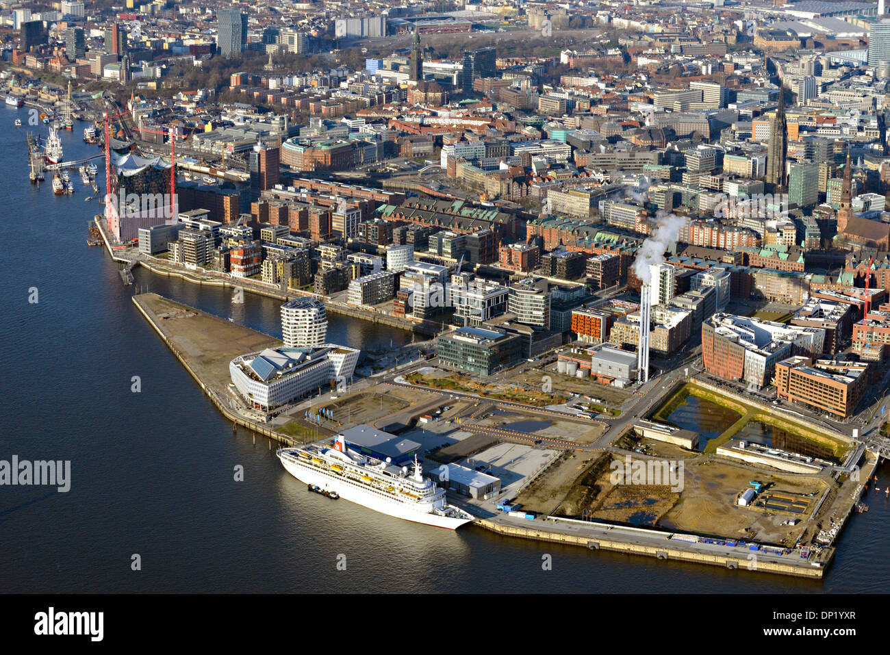 HafenCity an der Elbe, Speicherstadt Lager Kreisstadt und City-center, Hamburg, Deutschland Stockfoto