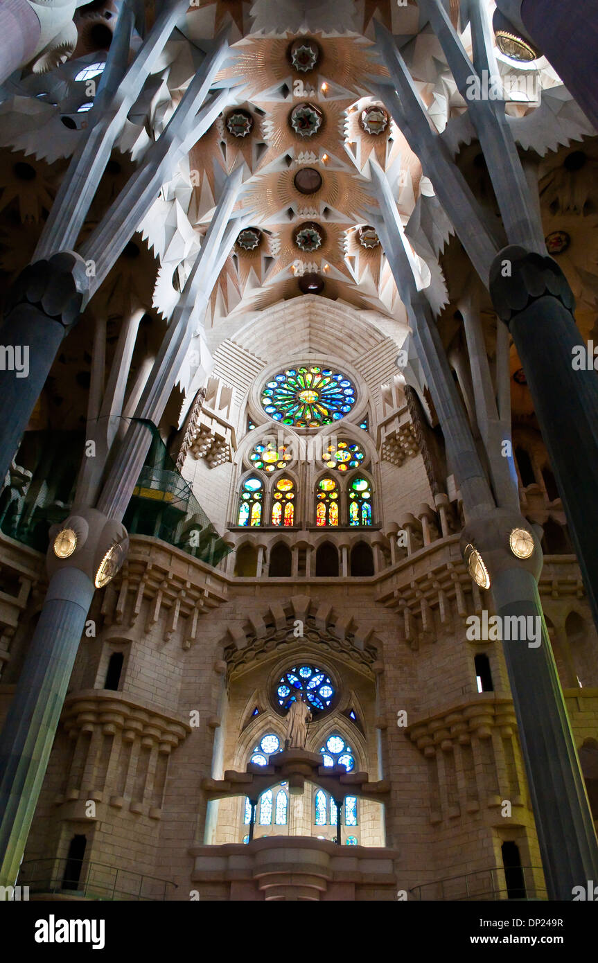 Apsis, Innere der Sagrada Familia, Barcelona, Katalonien, Spanien Stockfoto