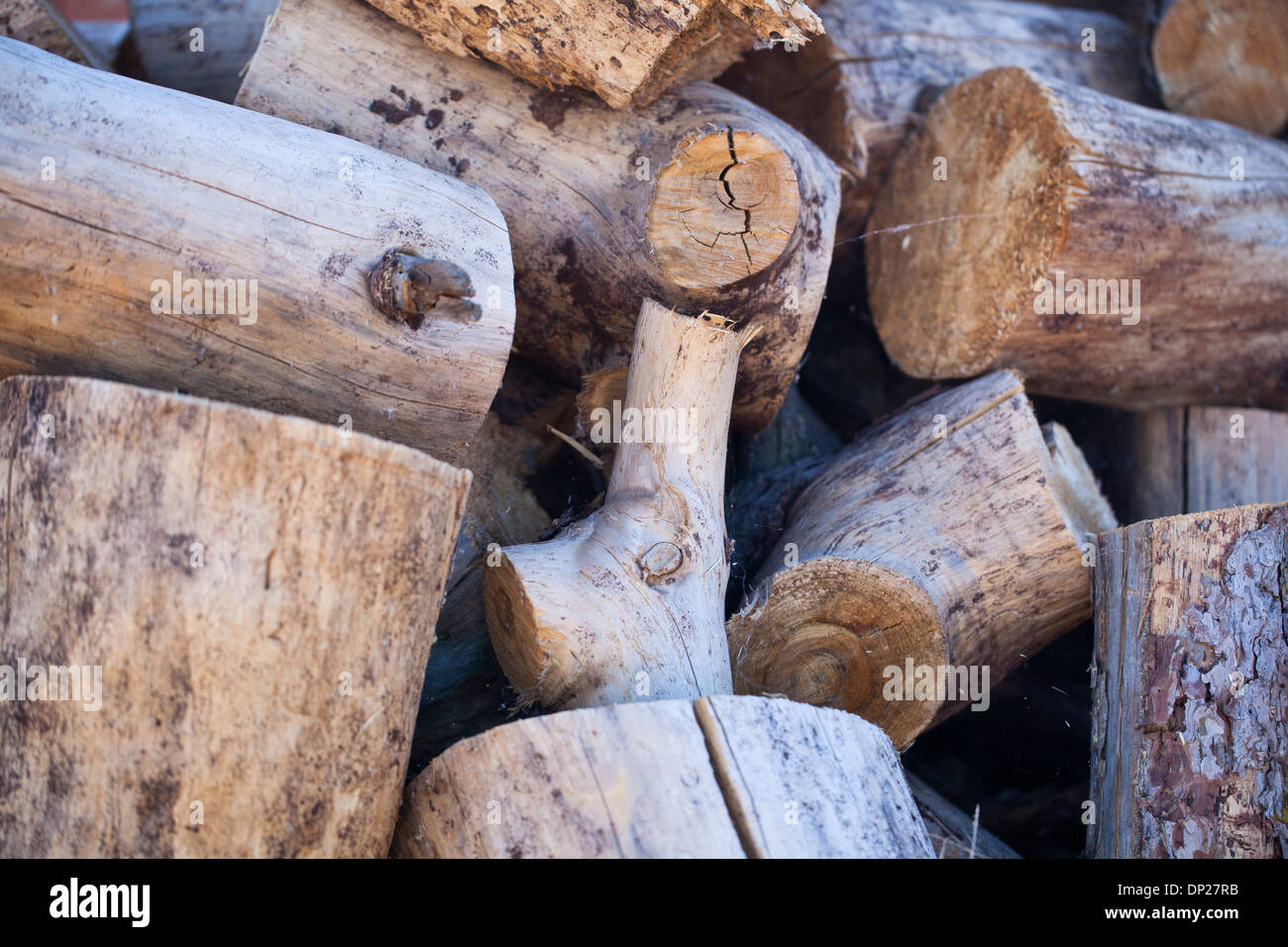 Brennholz-Stapel-Nahaufnahme Stockfoto