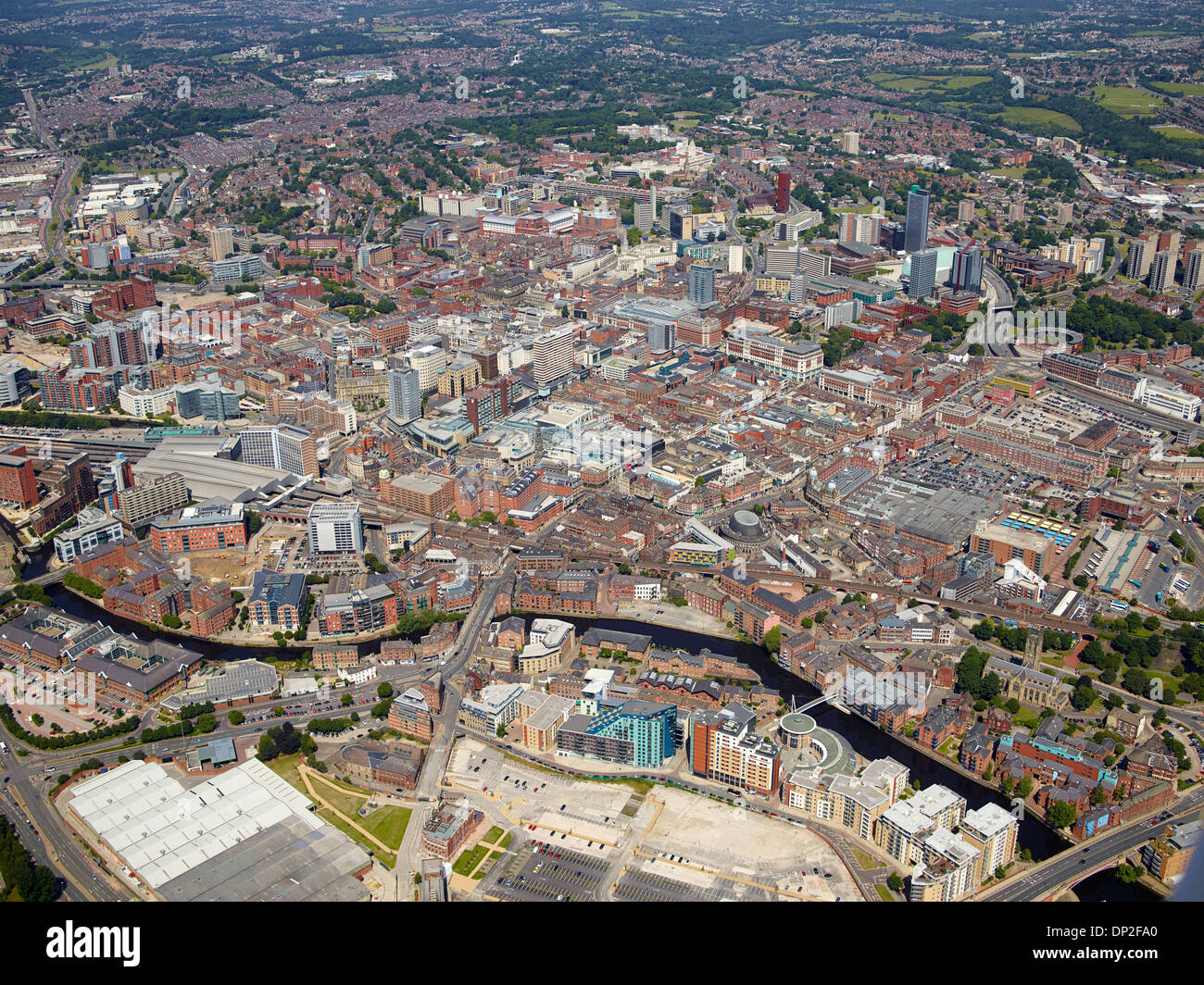 Eine Luftaufnahme des nördlichen Zentrum von Leeds, West Yorkshire, England Stockfoto