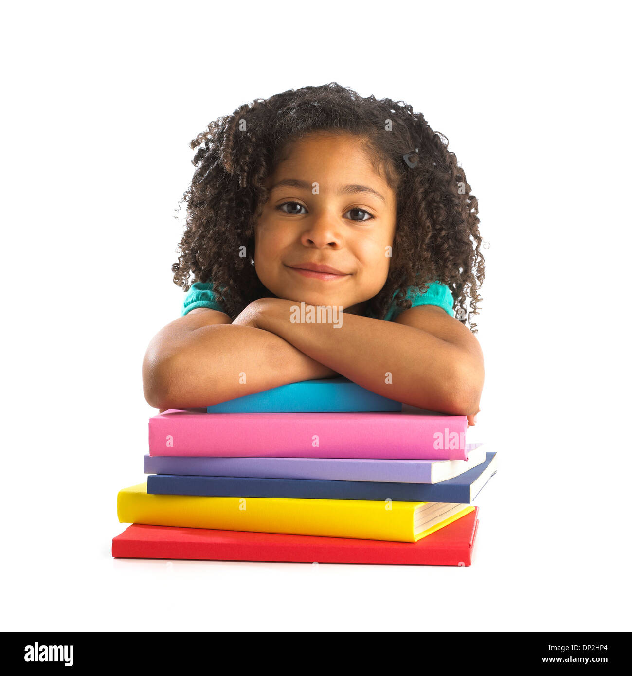 Junges Mädchen mit Schulbüchern Stockfoto