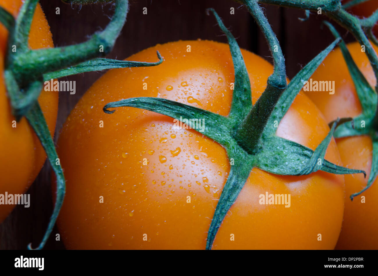 frische saftige orange Tomaten closeup Stockfoto