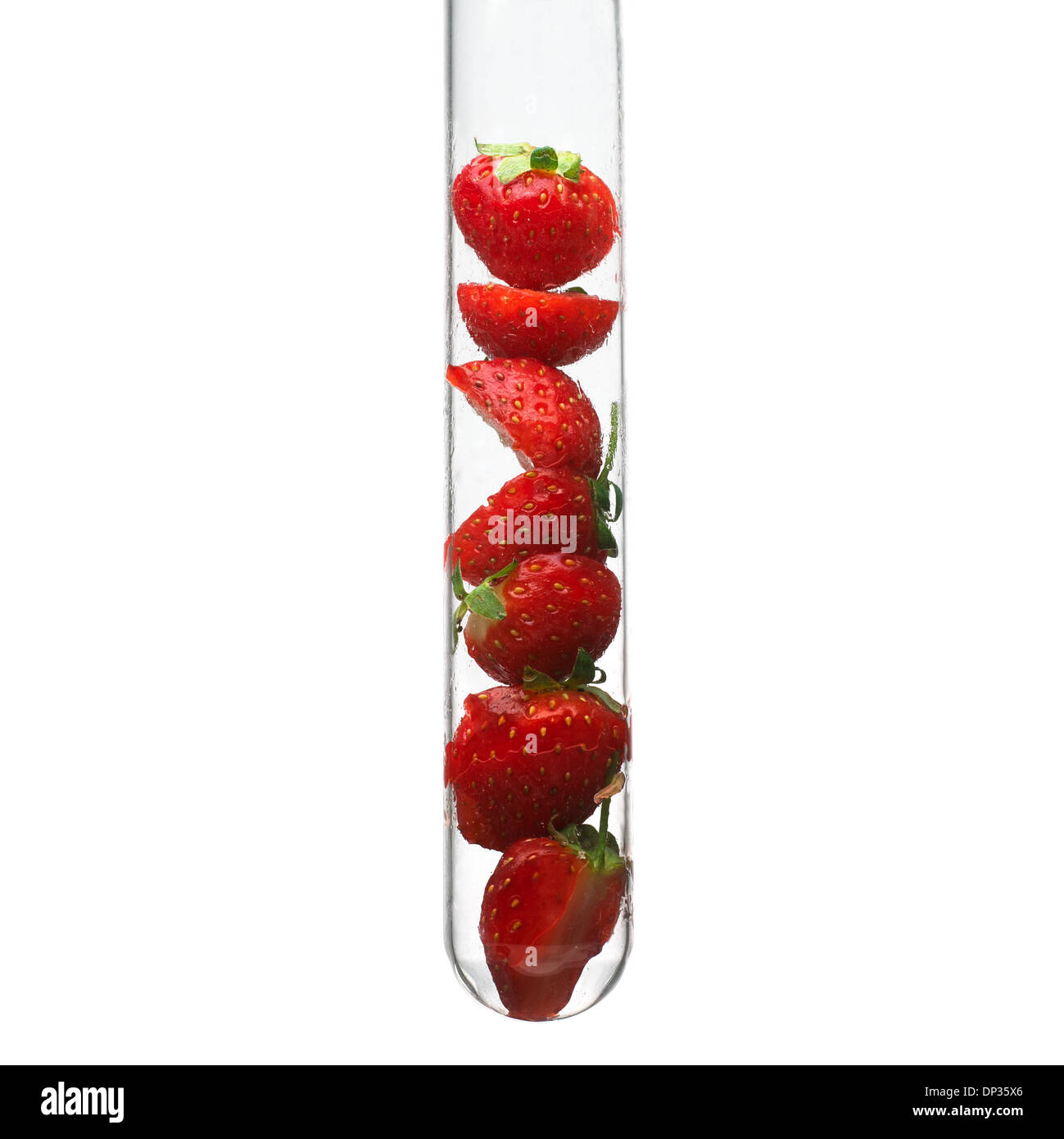 Erdbeeren im Reagenzglas Stockfoto