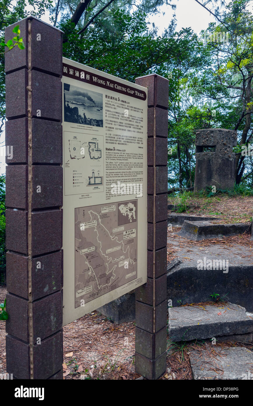 Wong Nai Chung Gap Trail, Karte und Informationen, Hong Kong Stockfoto