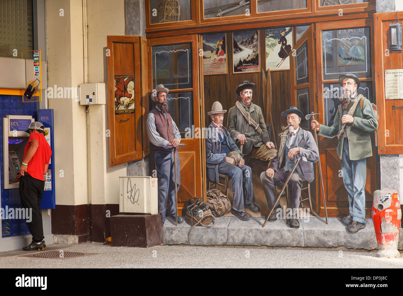 Bild in einer Wand, Chamonix, Französische Alpen, Savoie, Frankreich, Europa Stockfoto