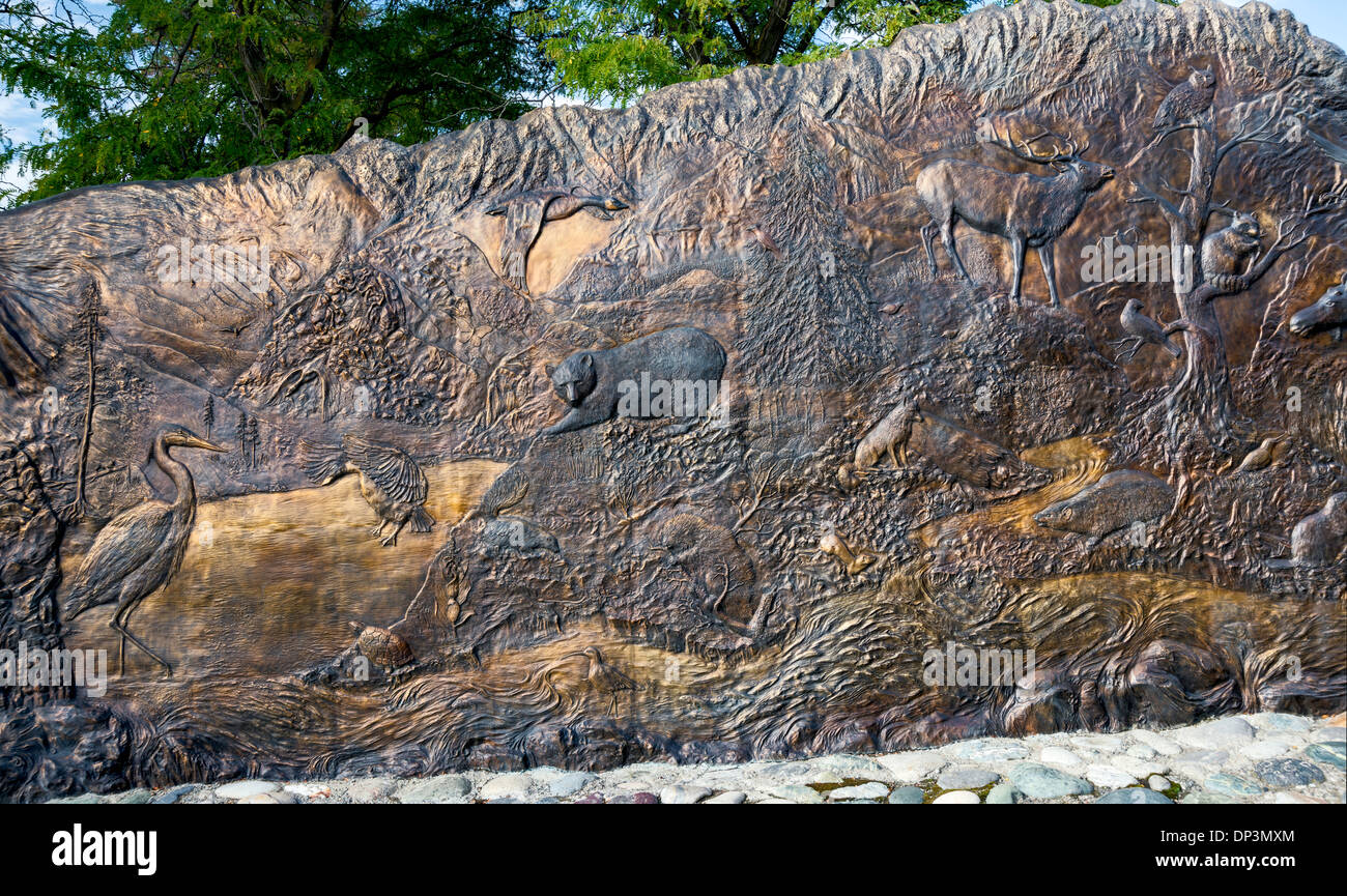 Tsceminicum, Skulptur von Nancy Dreher, Interpretation der indianischen Mythologie, Lewis und Clark Center in Lewiston, Idaho, USA Stockfoto