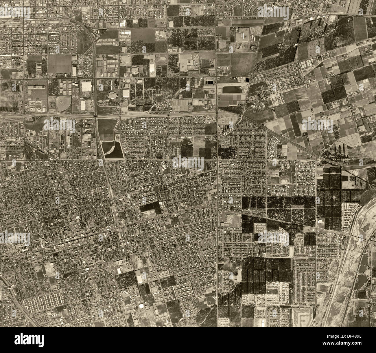 historische Luftaufnahme Anaheim, Kalifornien, 1963 Stockfoto