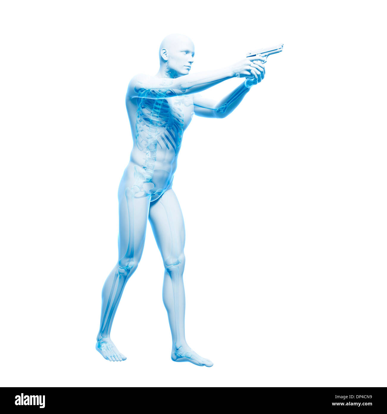 Mann mit Gewehr, Kunstwerk Stockfoto
