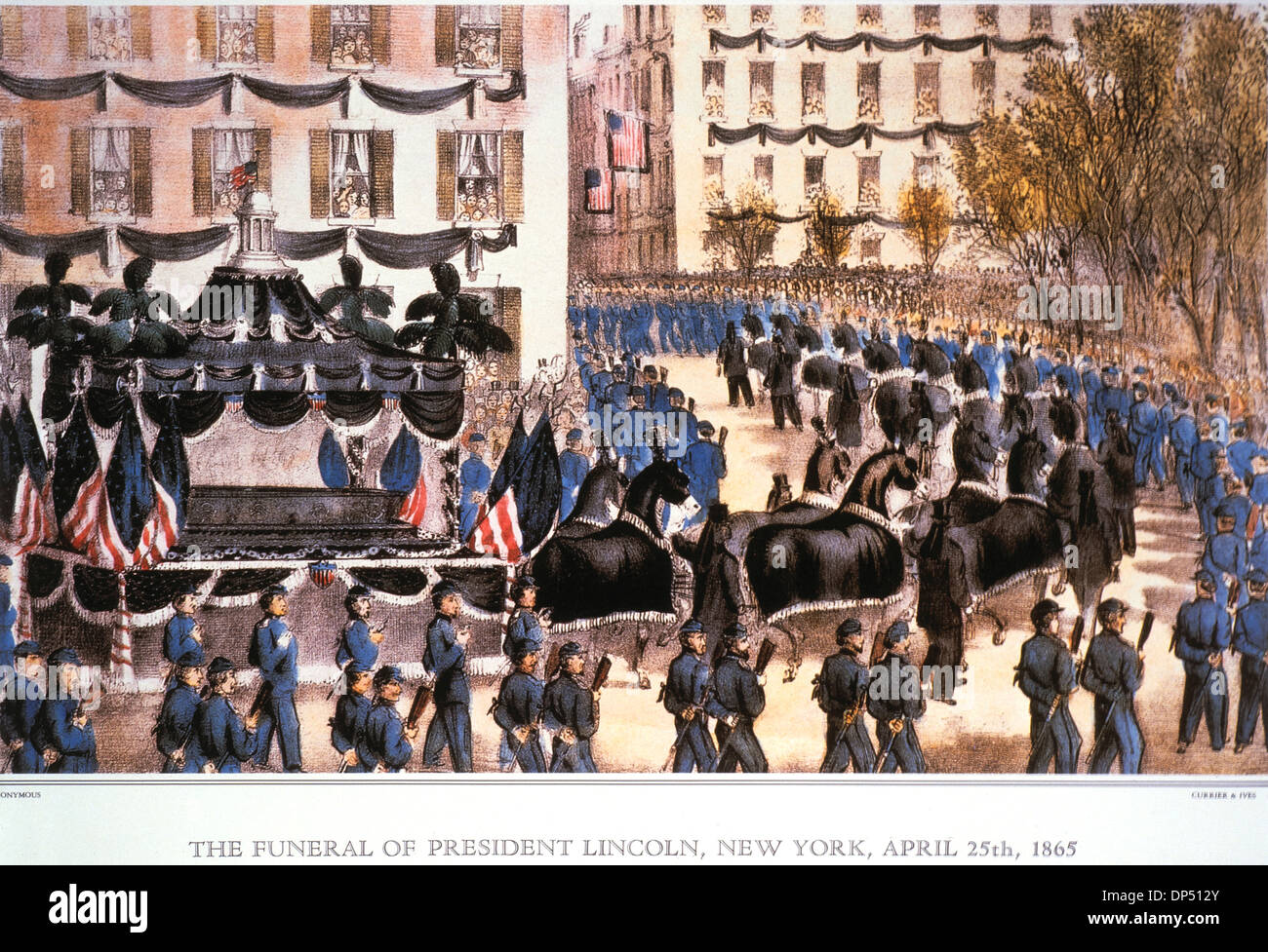 Die Beerdigung von Präsident Lincoln, New York, 25. April 1865, Lithographie, Currier & Ives, 1865 Stockfoto