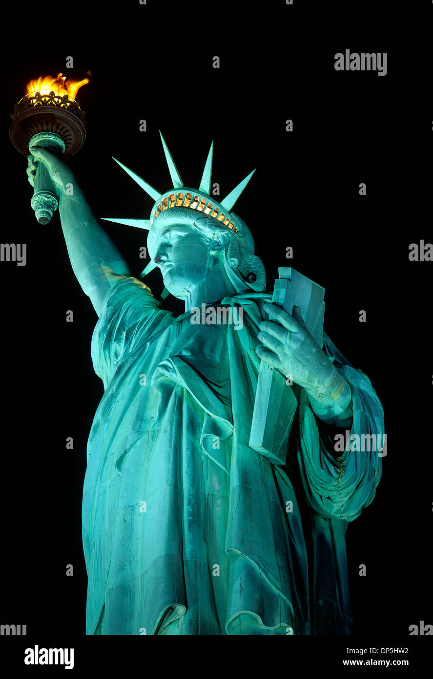 Freiheitsstatue in der Nacht, New York, USA Stockfoto