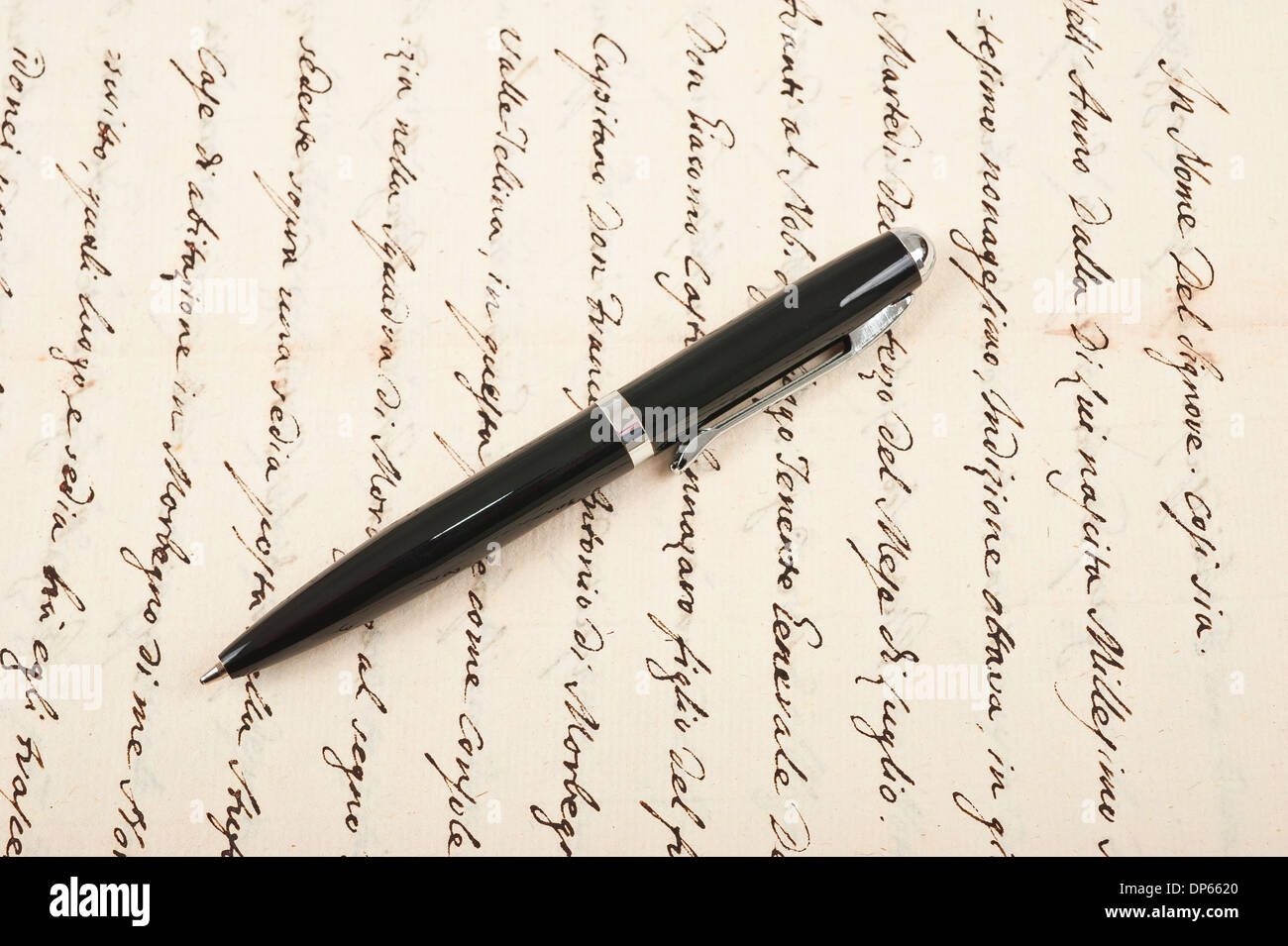 Pen mit Vintage handgeschriebenen Brief Stockfoto