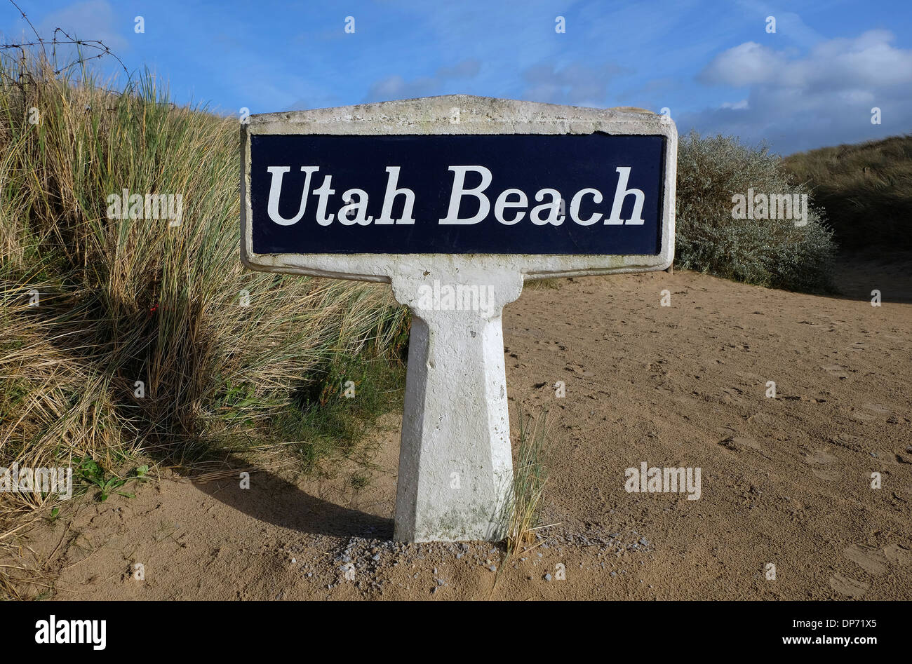 Utah Beach Zeichen, Normandie, Frankreich Stockfoto