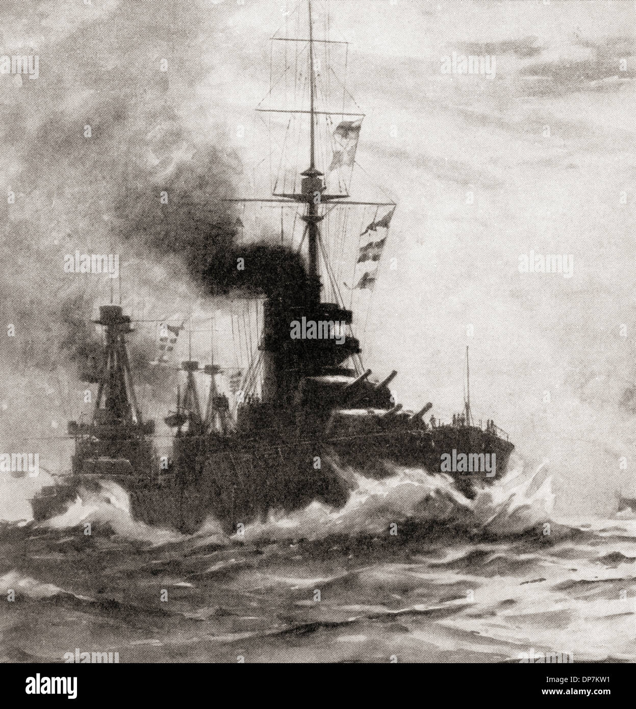 Die britischen Dreadnought HMS King George V während des ersten Weltkriegs. Aus dem Krieg illustrierte Album Deluxe veröffentlicht 1915. Stockfoto