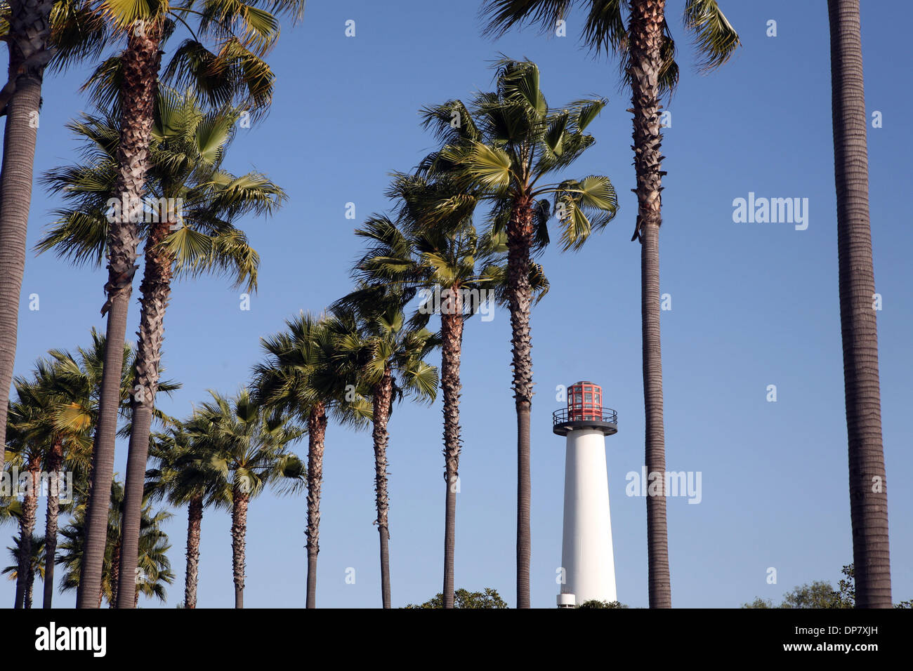 26. November 2006; Long Beach, Kalifornien, USA; Löwenkopf Leuchtturm für das sehen in der Long Beach Harbor. Baujahr: 2000, enthält es eine Brennebene 105 ft (32 m). 65 Fuß (20 m) Stahl-Turm mit Hafenamt in der Basis. Der Leuchtturm wurde teilweise von der Long Beach Downtown Lions Club finanziert, und der Leuchtturm ist bekannt als der Löwen Leuchtturm für aus den Augen. Leuchtturm gewidmet 10. Dezember 2 Stockfoto