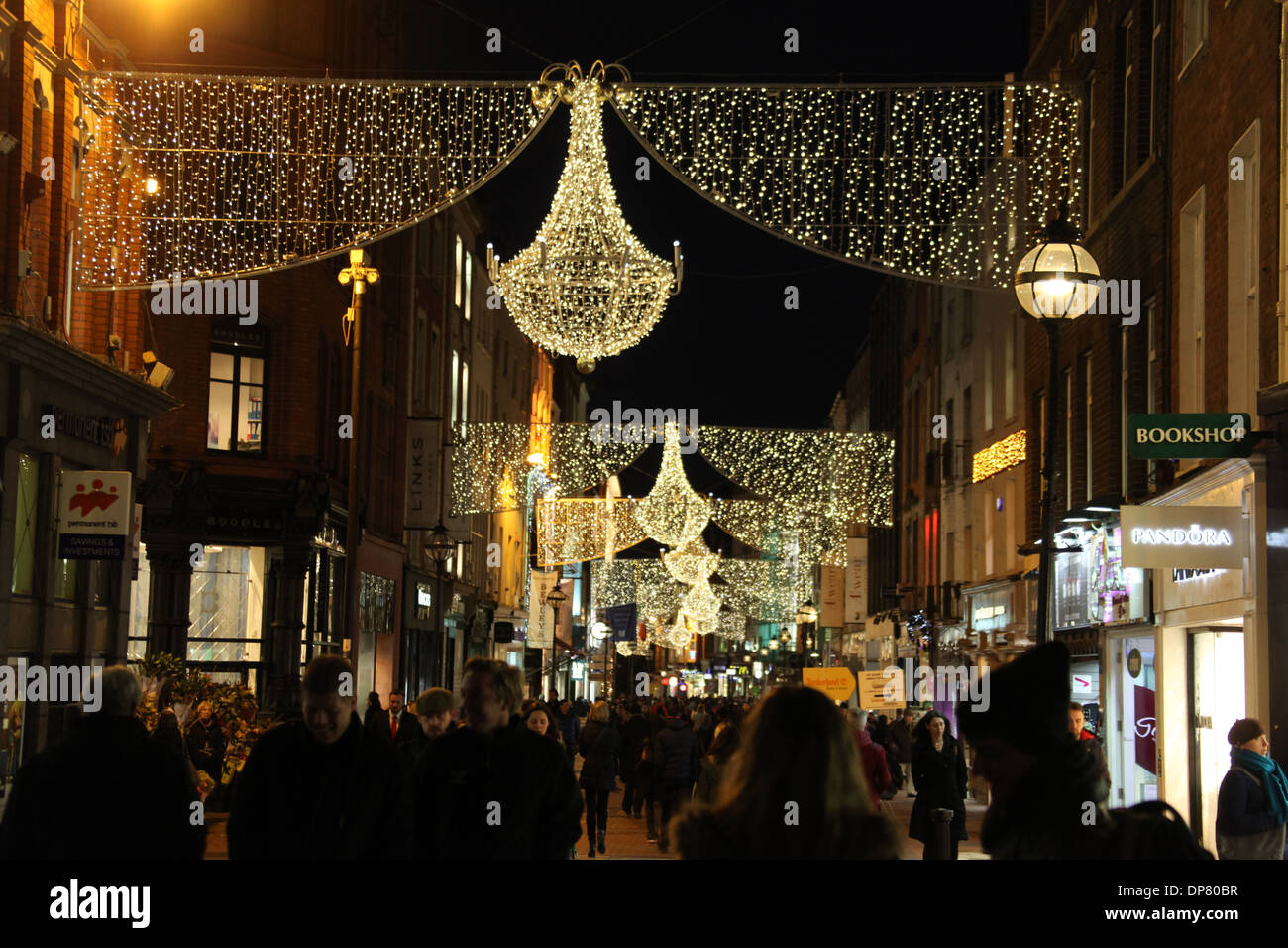 Weihnachten auf der Grafton Street in Dublin, die Hauptstadt der Republik Irland ist Stockfoto