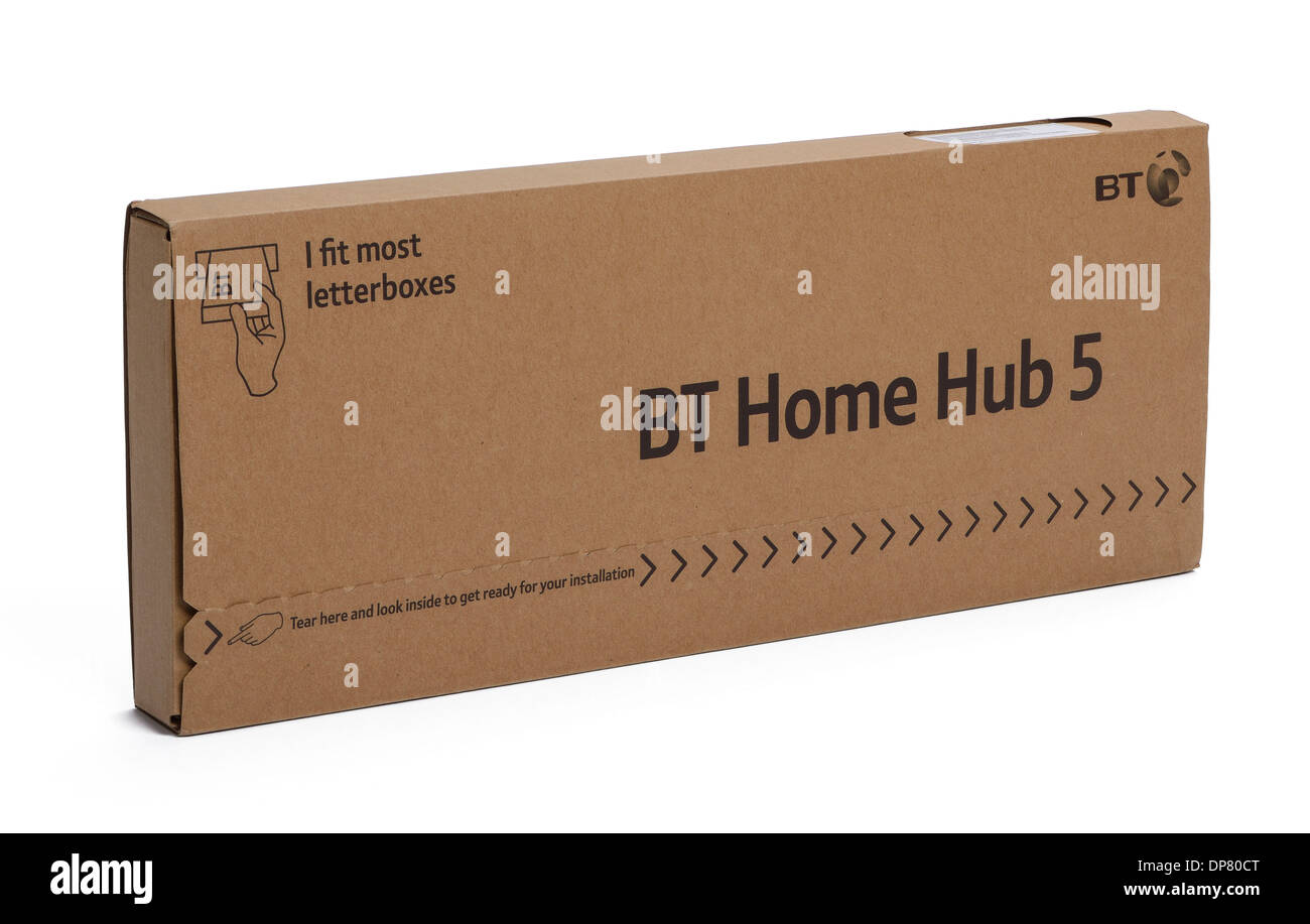 BT Home Hub 5 WLAN-Router in Post-Verpackung Stockfoto