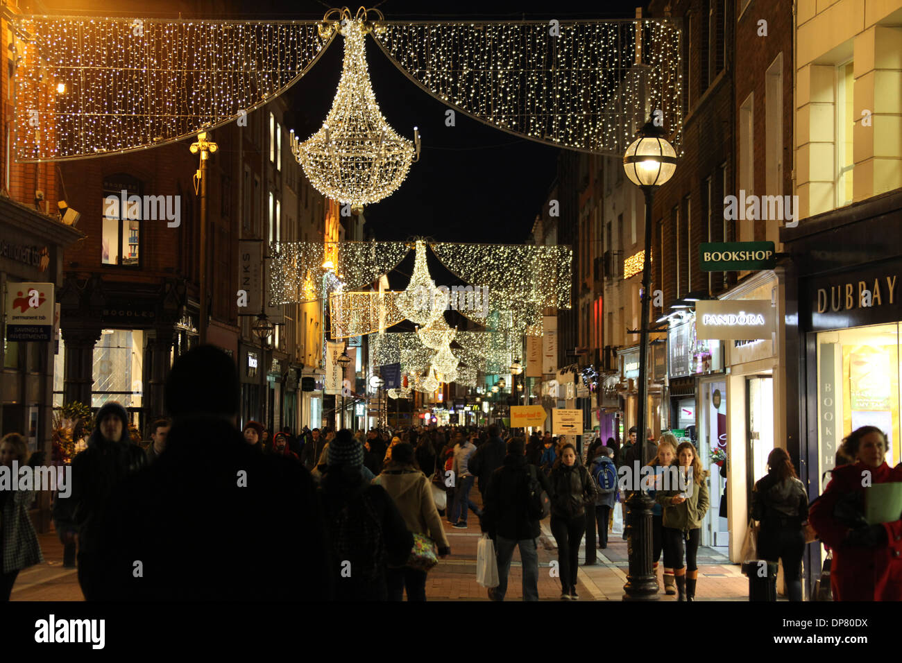 Weihnachten auf der Grafton Street in Dublin, die Hauptstadt der Republik Irland ist Stockfoto
