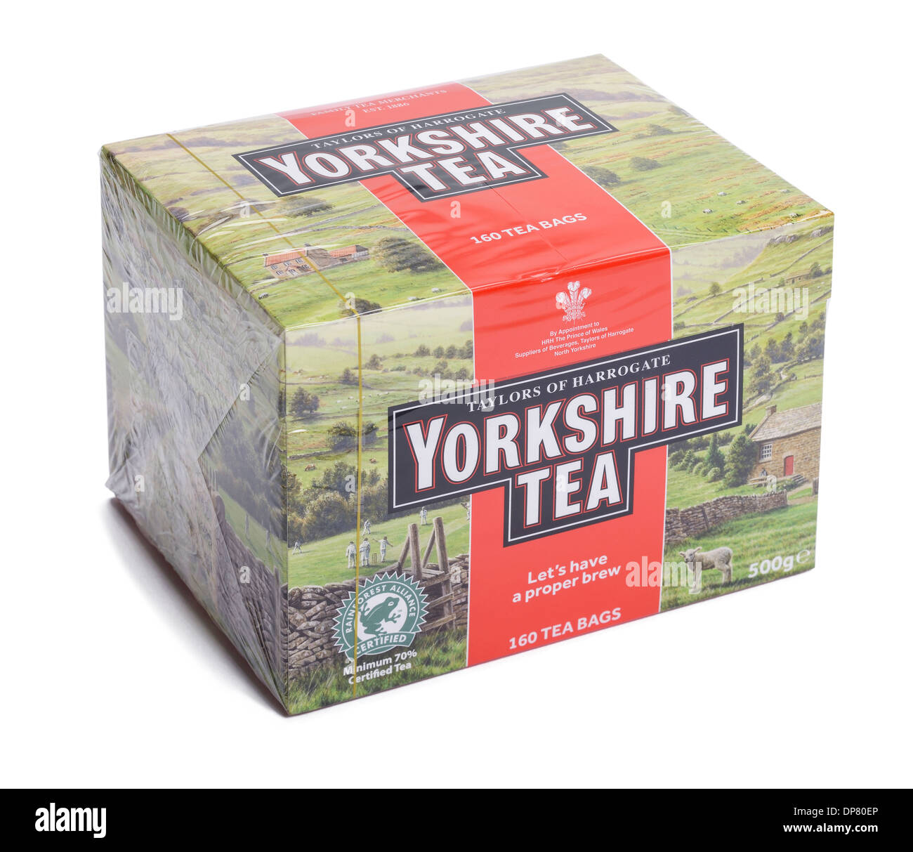 Schachtel mit Yorkshire Tee Teebeutel Stockfoto