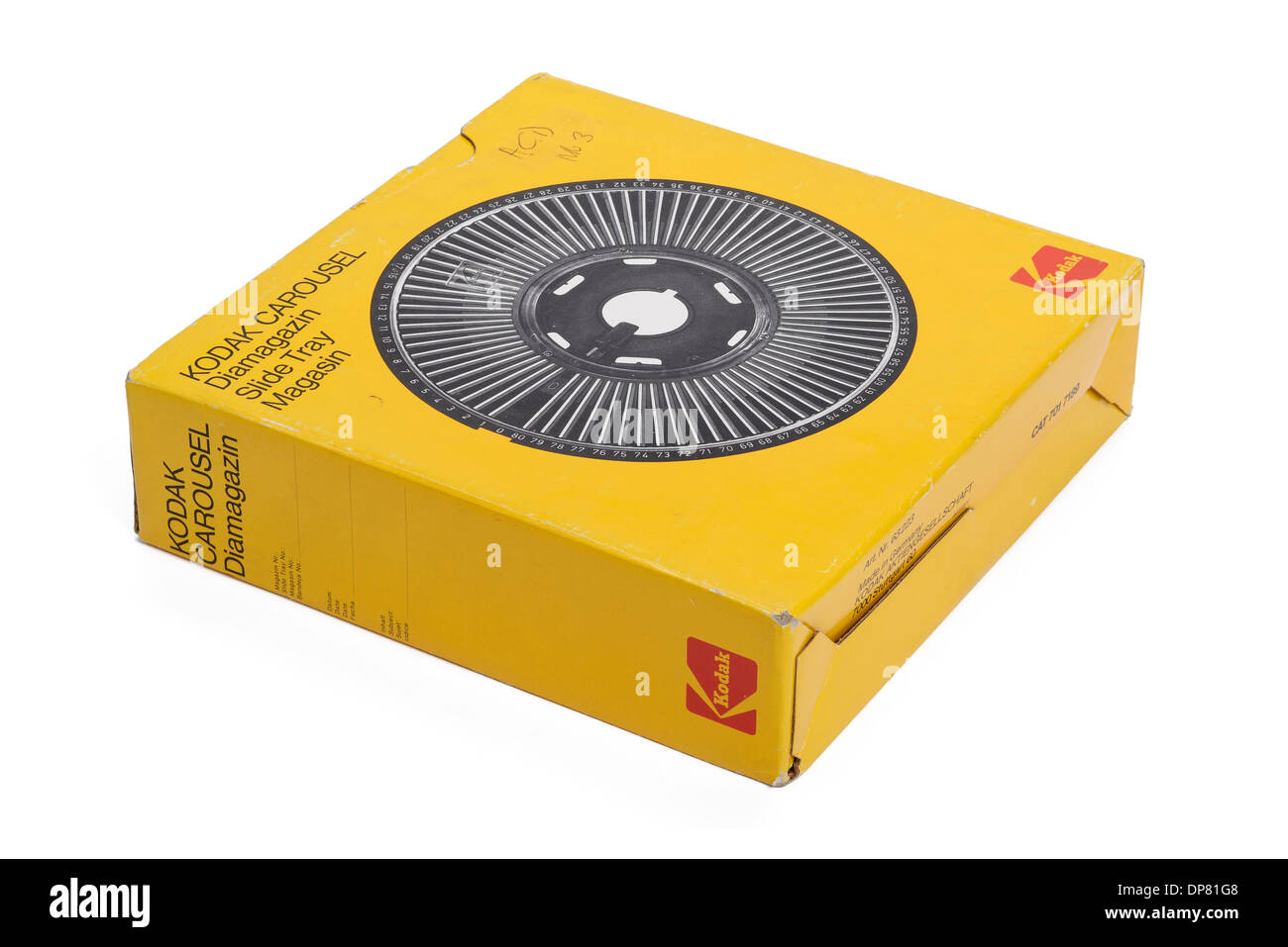 Kodak-Karussell kreisförmige Folie Fach Box für ein Dia-Projektor Stockfoto