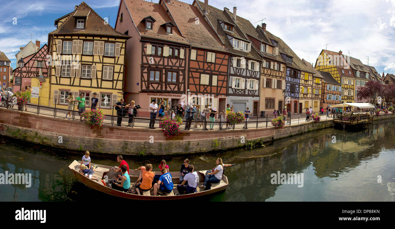 bunte Holzhäuser in Colmar (Frankreich), Panorama Stockfoto