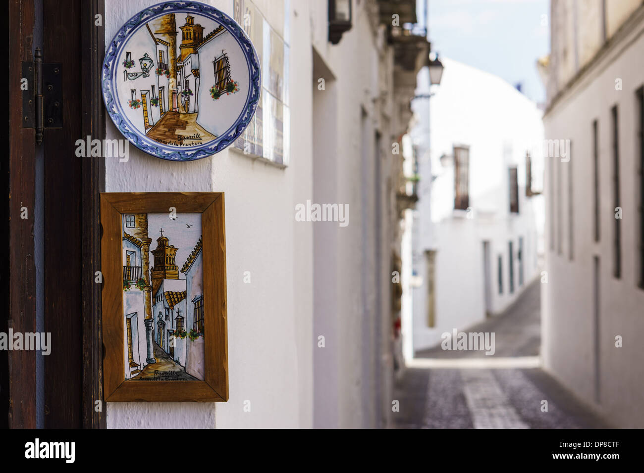 Geschenk Shop an der Weißen Dörfer von Andalusien, Arcos de la Frontera Stockfoto