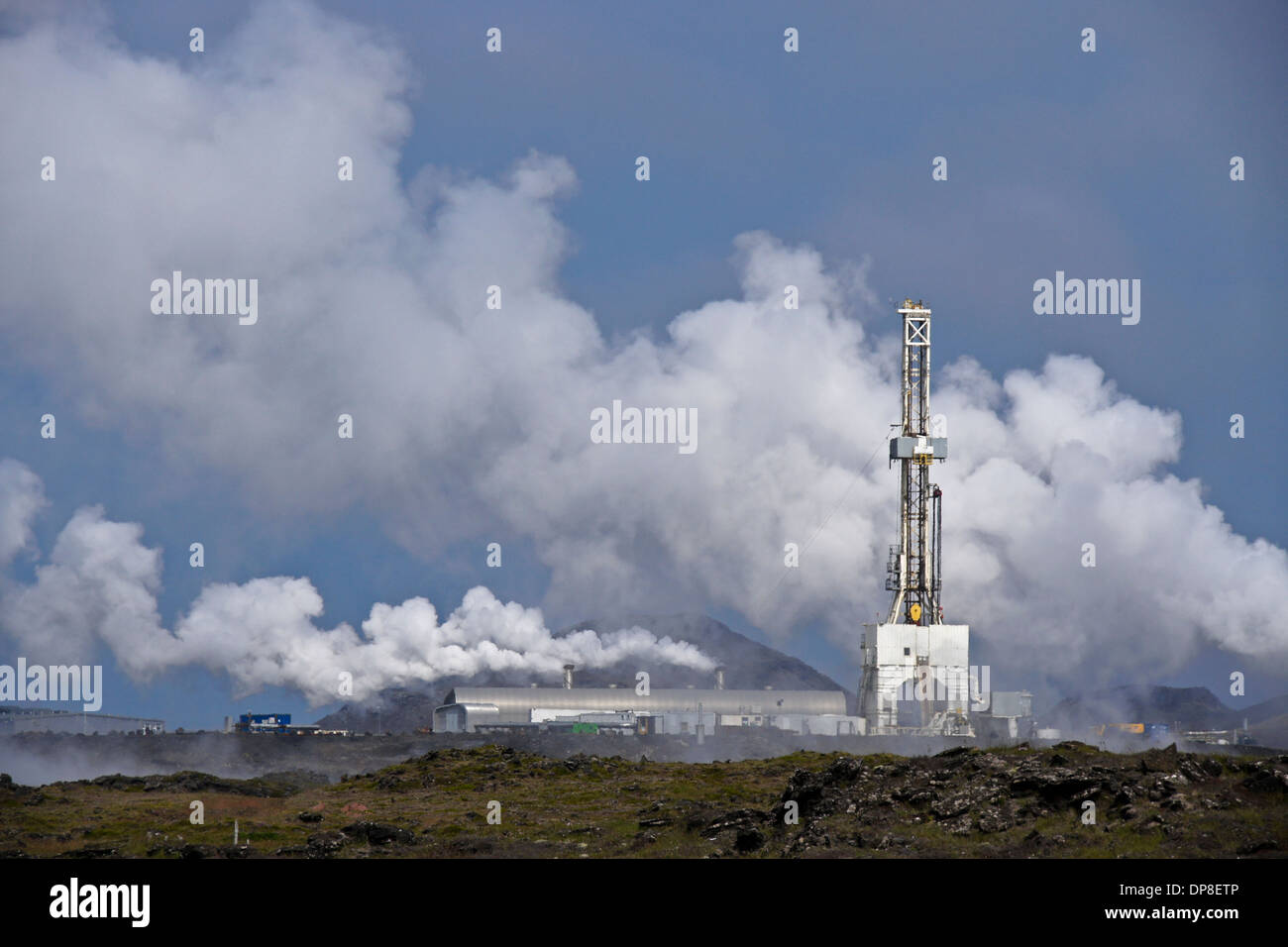 Geothermische Kraftwerk, Halbinsel Reykjanes, Island Stockfoto