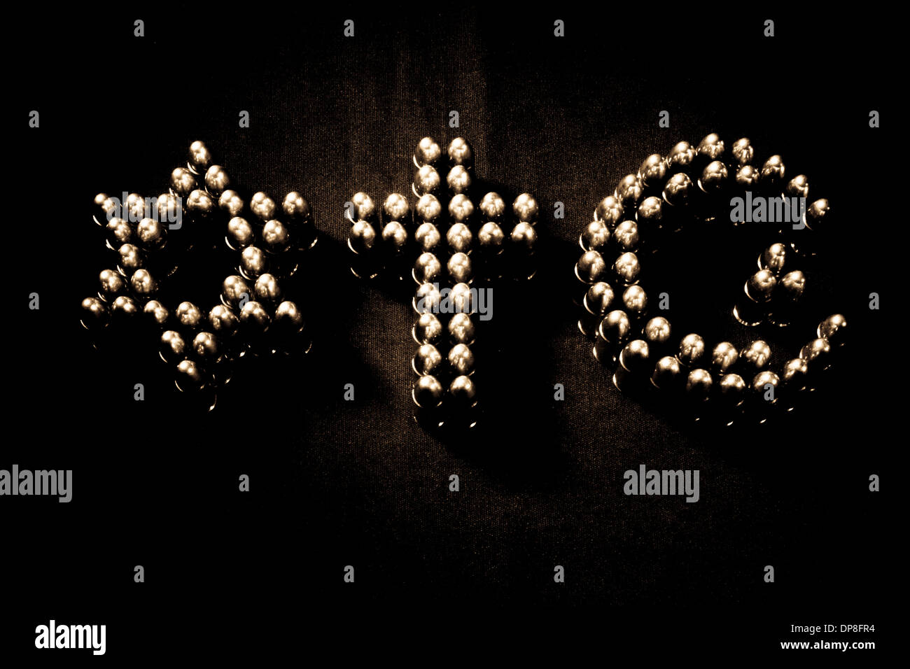 Symbole der abrahamitischen Totenkulte Stockfoto