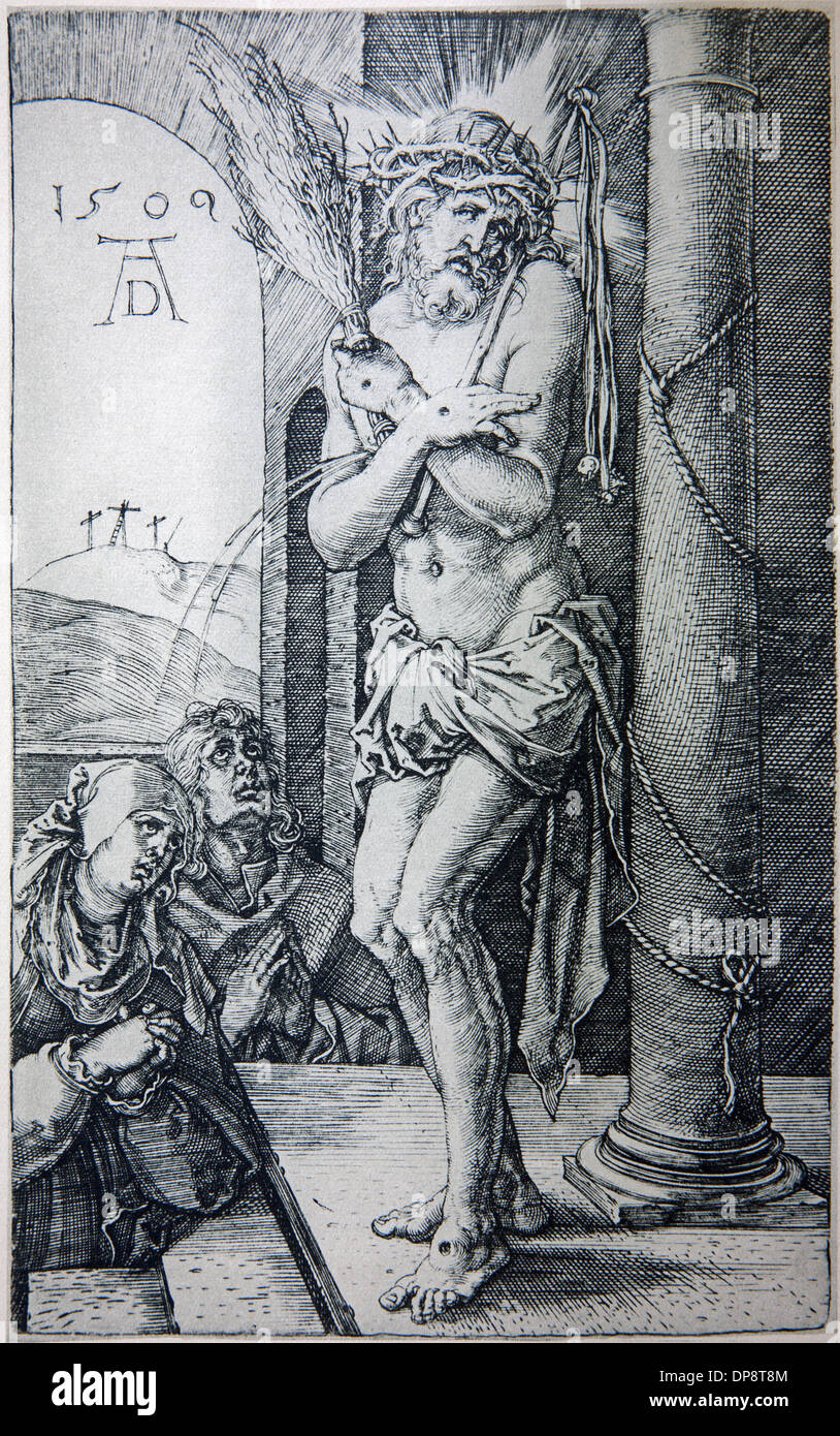 Lithographie von gequälten Jesus Christus durch Albert Durer. Stockfoto